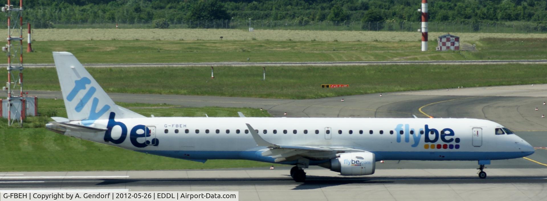 G-FBEH, 2007 Embraer 195LR (ERJ-190-200LR) C/N 19000128, FlyBE, is seen here on Rwy05R at Düsseldorf Int´l (EDDL)