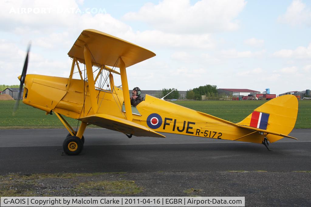 G-AOIS, 1939 De Havilland DH-82A Tiger Moth II C/N 83034, De Havilland DH82A Tiger Moth II, Breighton Airfield, April 2011.