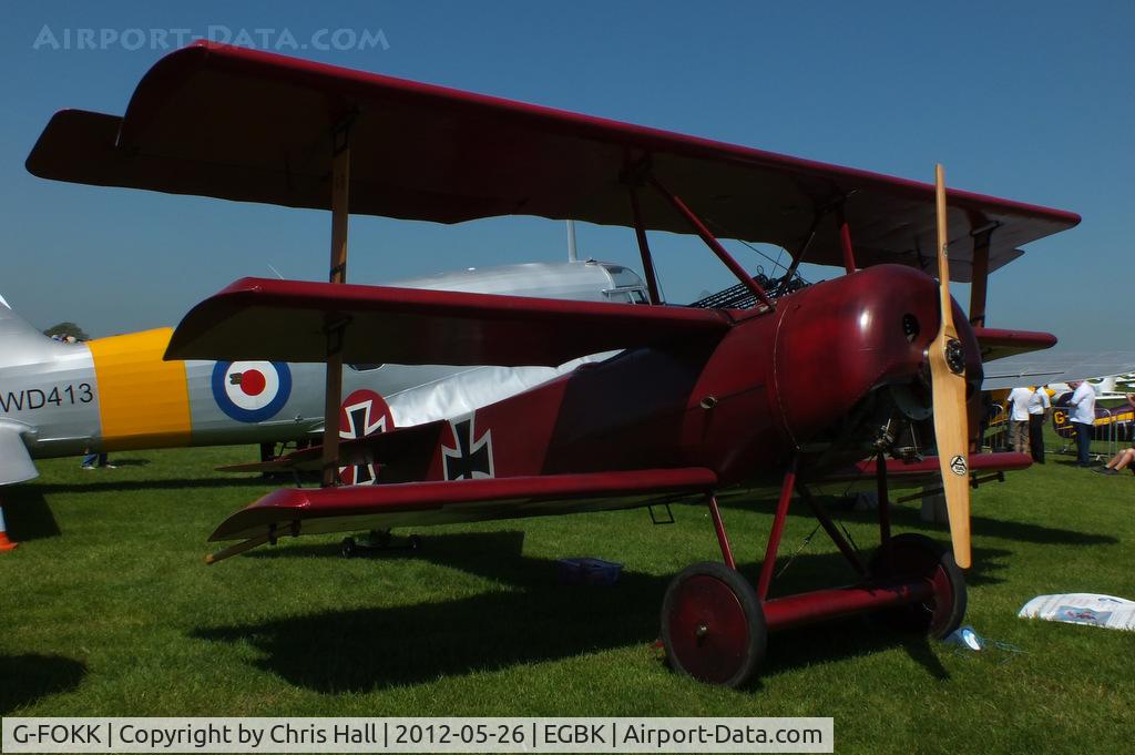 G-FOKK, 2006 Fokker Dr.1 Triplane Replica C/N PFA 238-14253, at AeroExpo 2012
