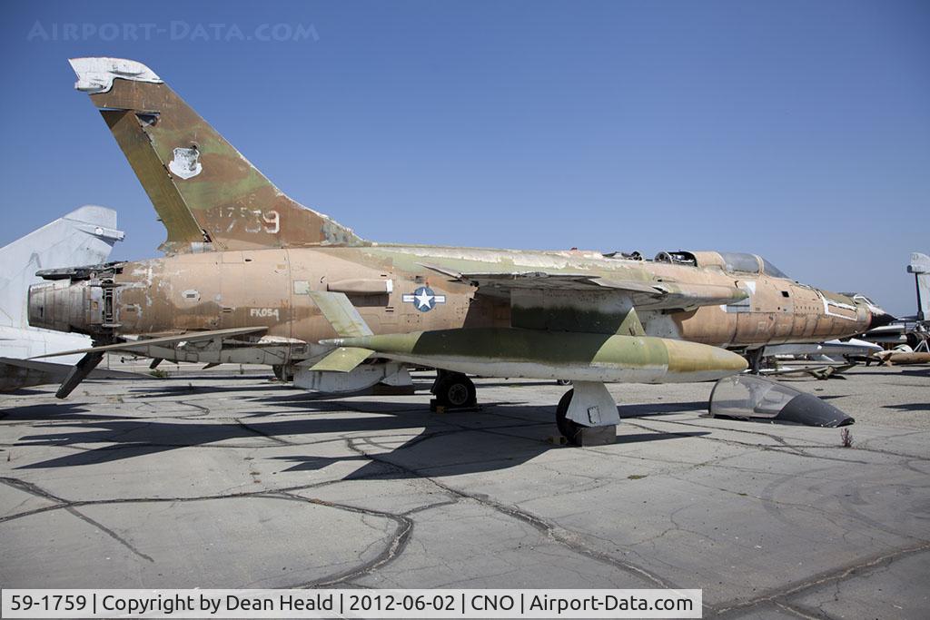 59-1759, 1959 Republic F-105D Thunderchief C/N D71, In storage behind the Yanks Air Museum at Chino Airport.