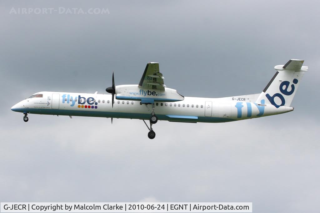 G-JECR, 2006 De Havilland Canada DHC-8-402Q Dash 8 C/N 4139, De Havilland Canada DHC-8-402Q Dash 8 on finals to 25 at Newcastle Airport, June 2010.