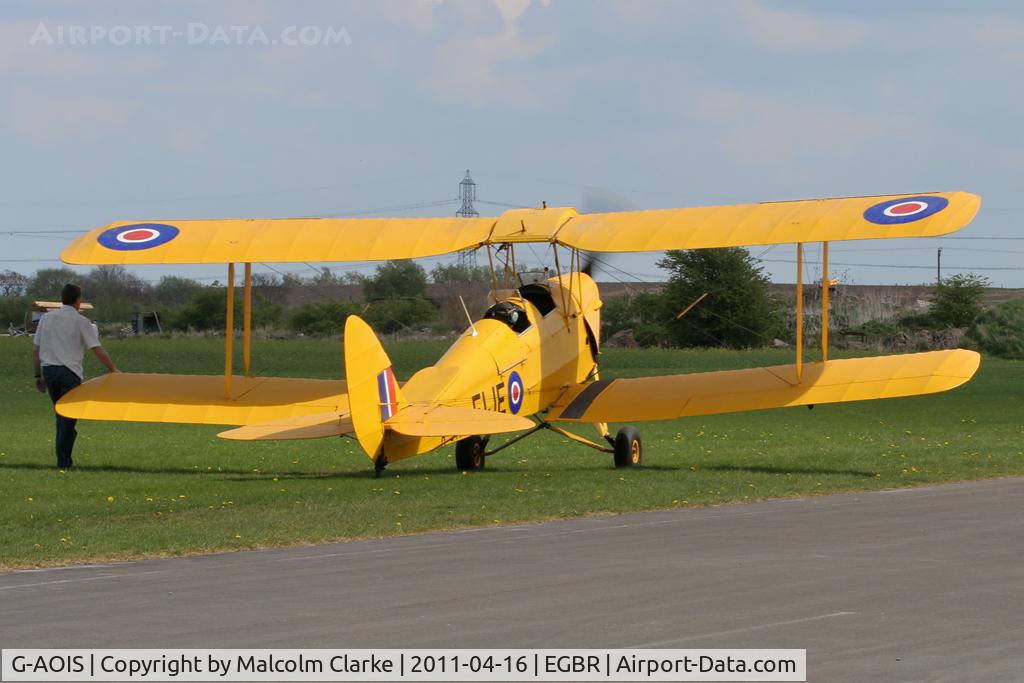 G-AOIS, 1939 De Havilland DH-82A Tiger Moth II C/N 83034, De Havilland DH-82A Tiger Moth II at Breighton Airfield, April 2011.
