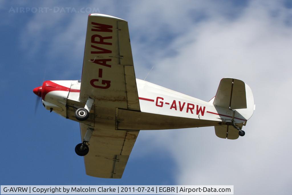 G-AVRW, 1968 Gardan GY-20 Minicab C/N PFA 1800, Gardan GY-201 Minicab leaving Breighton Airfield, July 2011.