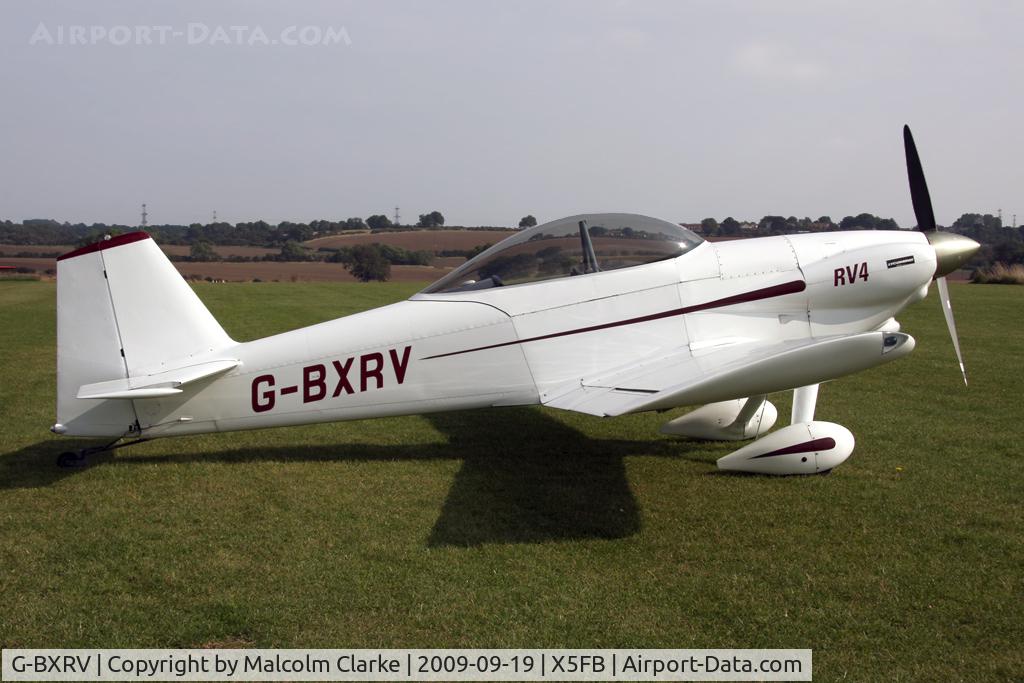 G-BXRV, 2002 Vans RV-4 C/N PFA 181-12482, Vans RV-4 at Fishburn Airfield, September 2009.