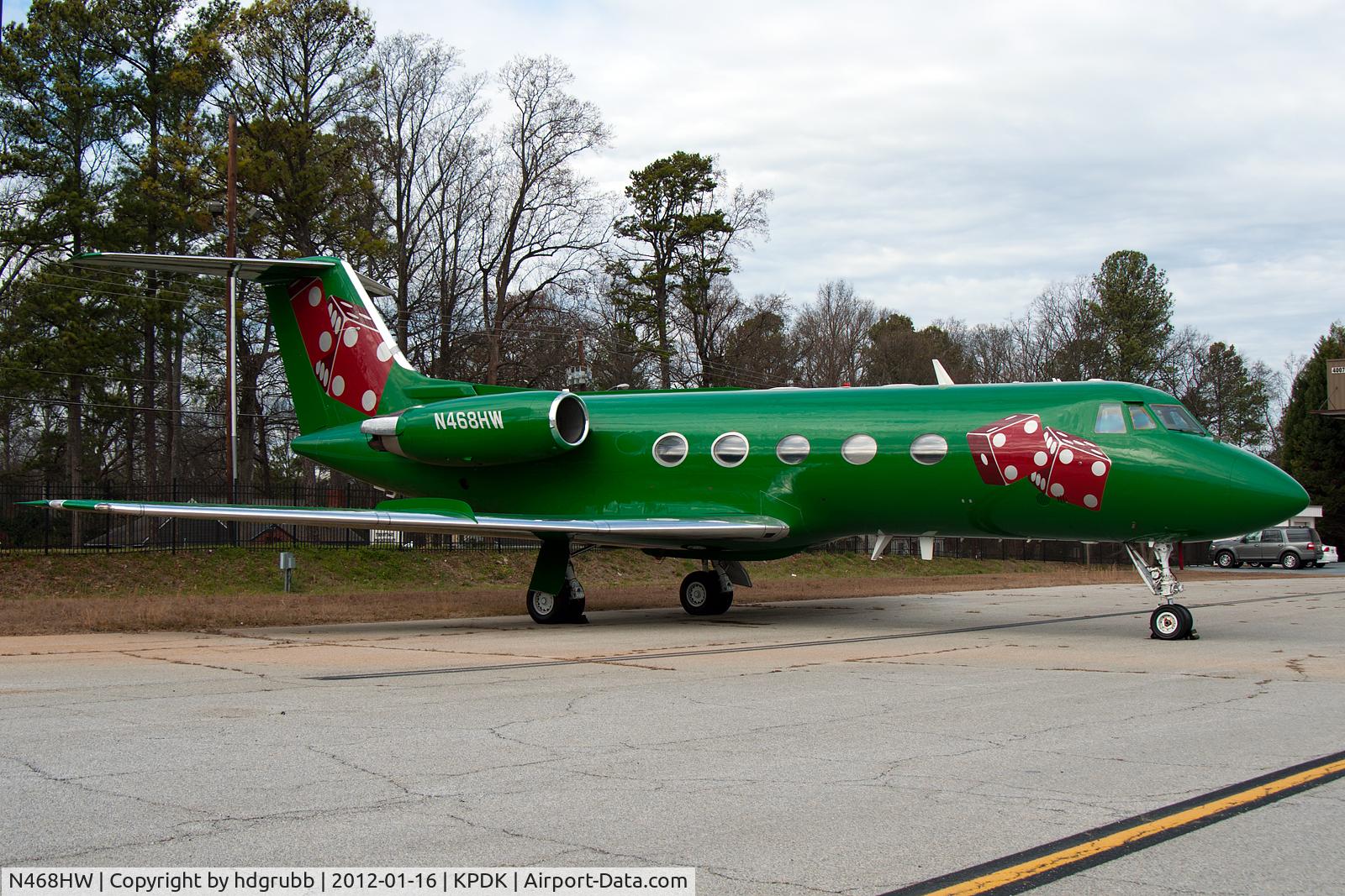 N468HW, 1975 Grumman G-1159 Gulfstream II C/N 157, Parked on American Flyers ramp at KPDK.  Used for trade-in of a newer aircraft.