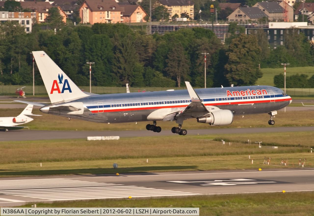 N386AA, 1994 Boeing 767-323/ER C/N 27060, about to touch down rwy 34