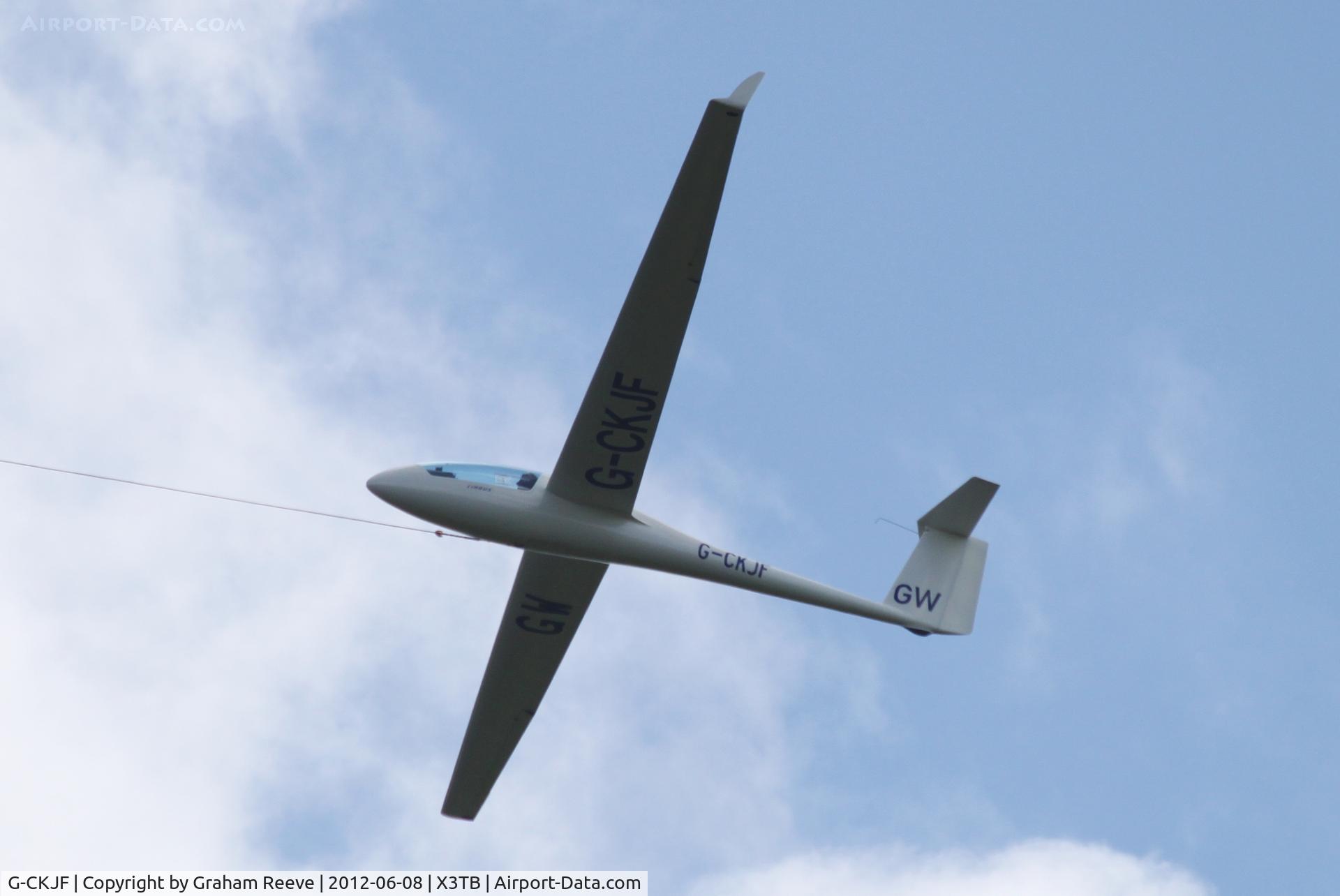 G-CKJF, 1973 Grob Standard Cirrus C/N 414G, Under tow from Tibenham.