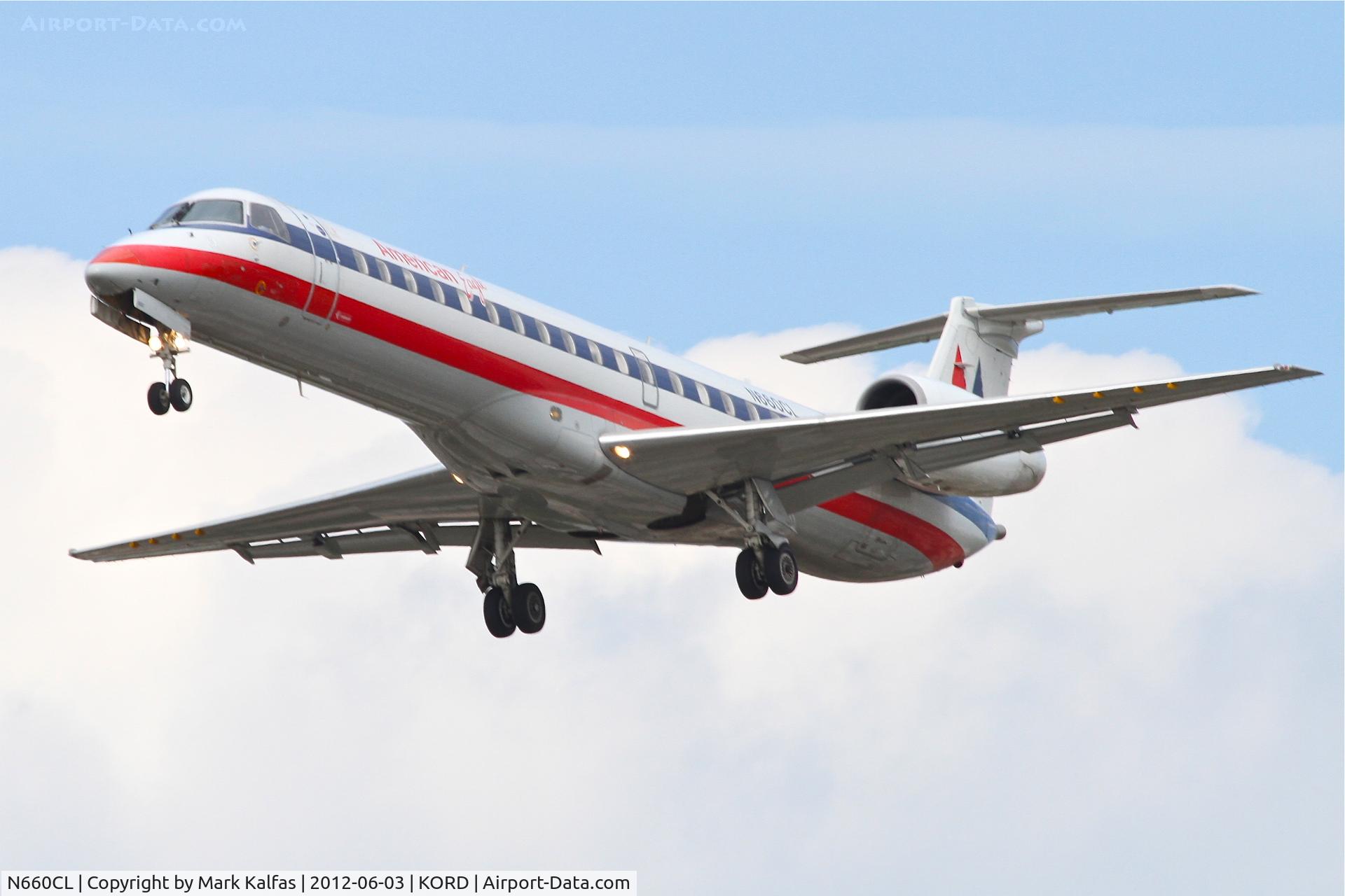 N660CL, 2003 Embraer ERJ-145LR (EMB-145LR) C/N 145764, American Eagle EMB-145LR, EGF4159 arriving from Madison, Wisconsin- Dane County Regional /KMSN on final RWY 28 KORD.