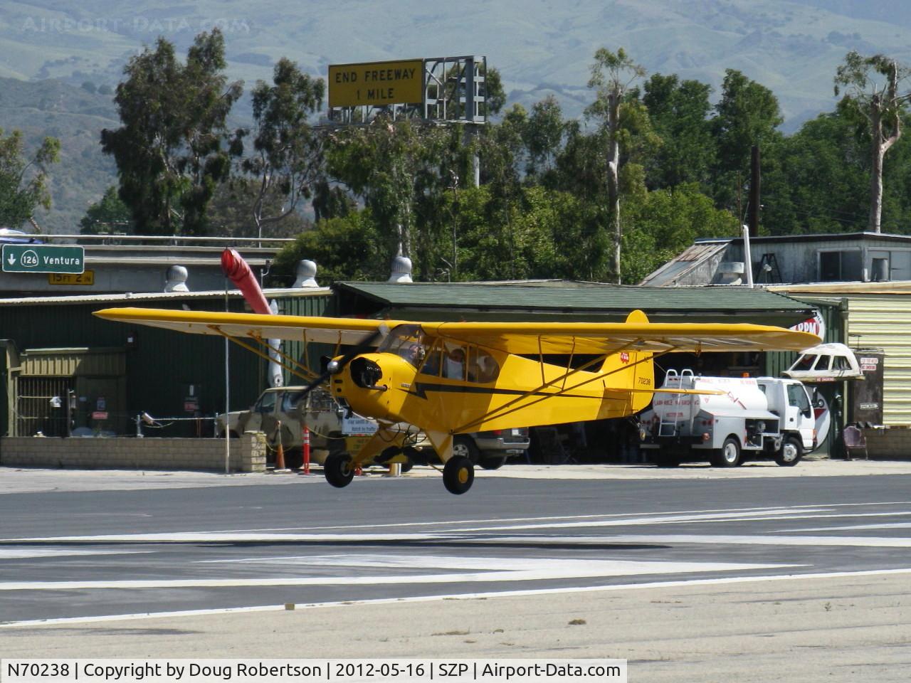 N70238, 1946 Piper J3C-65 Cub C/N 17214, 1946 Piper J3C-65 CUB, Continental C85 85 Hp upgrade, landing Rwy 22