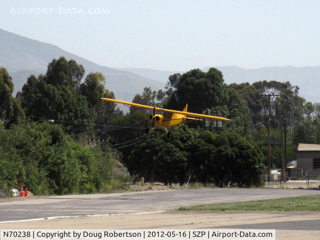 N70238, 1946 Piper J3C-65 Cub C/N 17214, 1946 Piper J3C-65 CUB, Continental C85 85 Hp upgrade, on short final Rwy 22