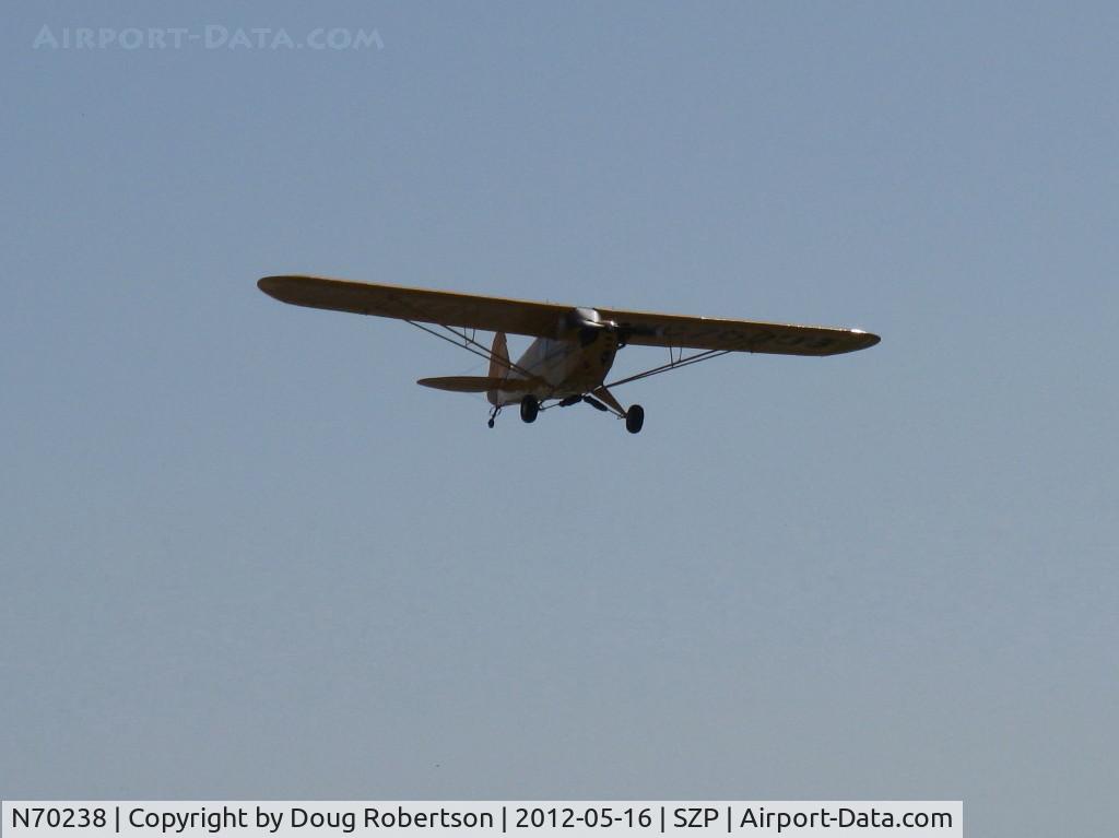 N70238, 1946 Piper J3C-65 Cub C/N 17214, 1946 Piper J3C-65 CUB, Continental C85 85 Hp upgrade, on final Rwy 22