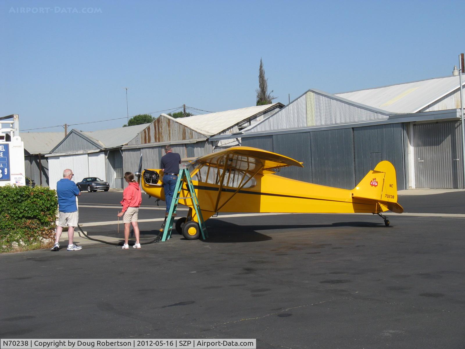N70238, 1946 Piper J3C-65 Cub C/N 17214, 1946 Piper J3C-65 CUB, Continental C85 85 Hp upgrade, refueling
