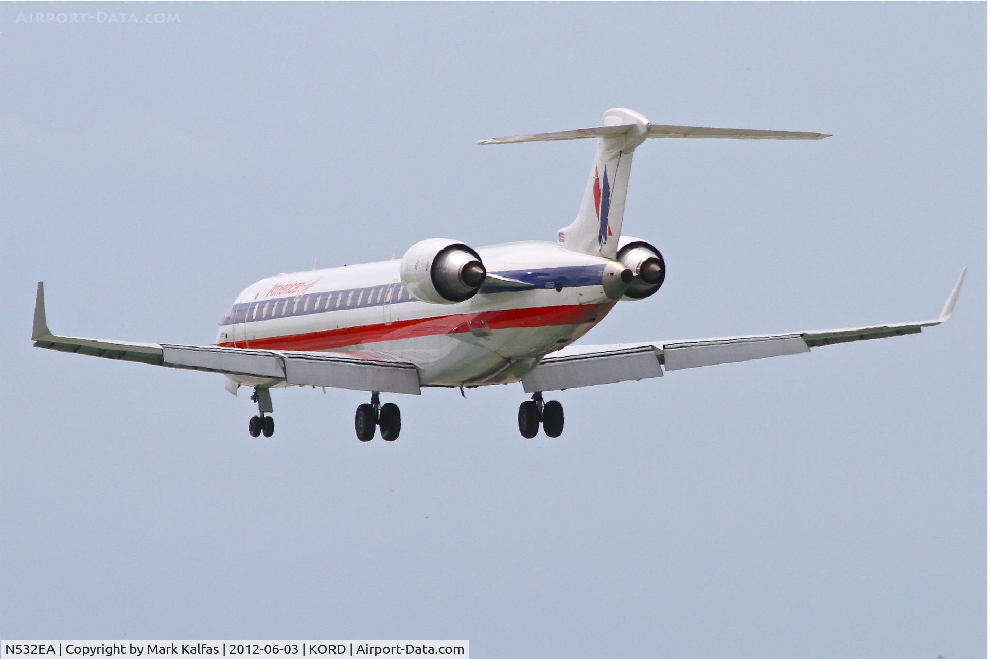 N532EA, Bombardier CRJ-702 (CL-600-2C10) Regional Jet C/N 10310, American Eagle Bombardier CL-600-2C10, EGF3847 arriving from San Antonio International /KSAT, RWY 28 approach KORD.