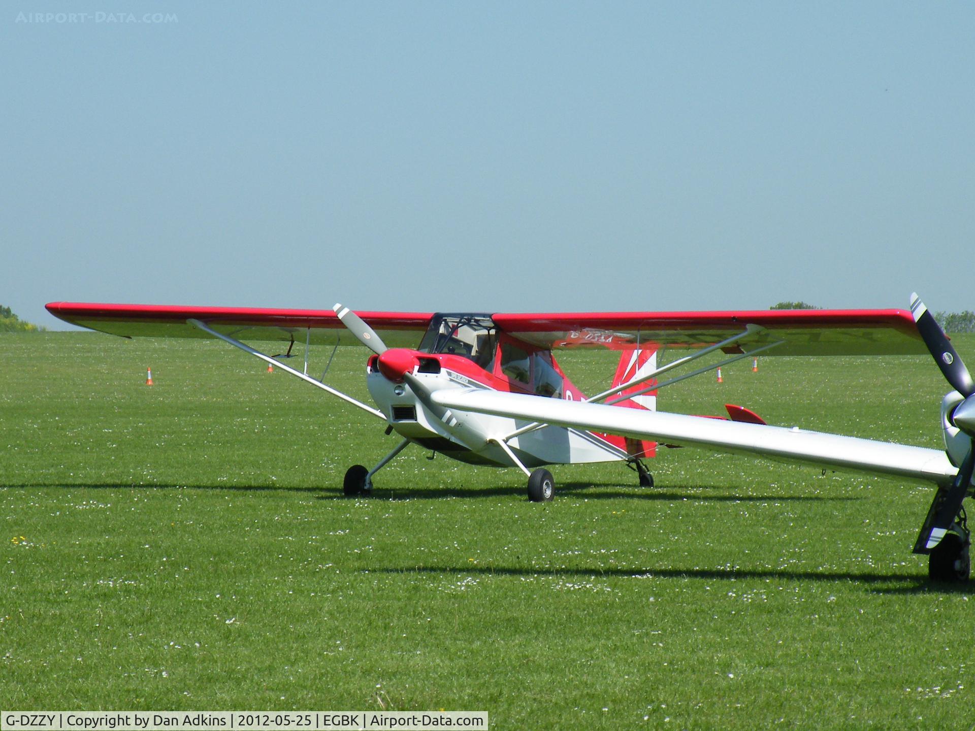 G-DZZY, 2011 American Champion 8KCAB Super Decathlon C/N 1106-2011, G-DZZY parked up at the AeroExpo event at Sywell Aerodrome, Northamptonshire, UK, 25th May 2012.