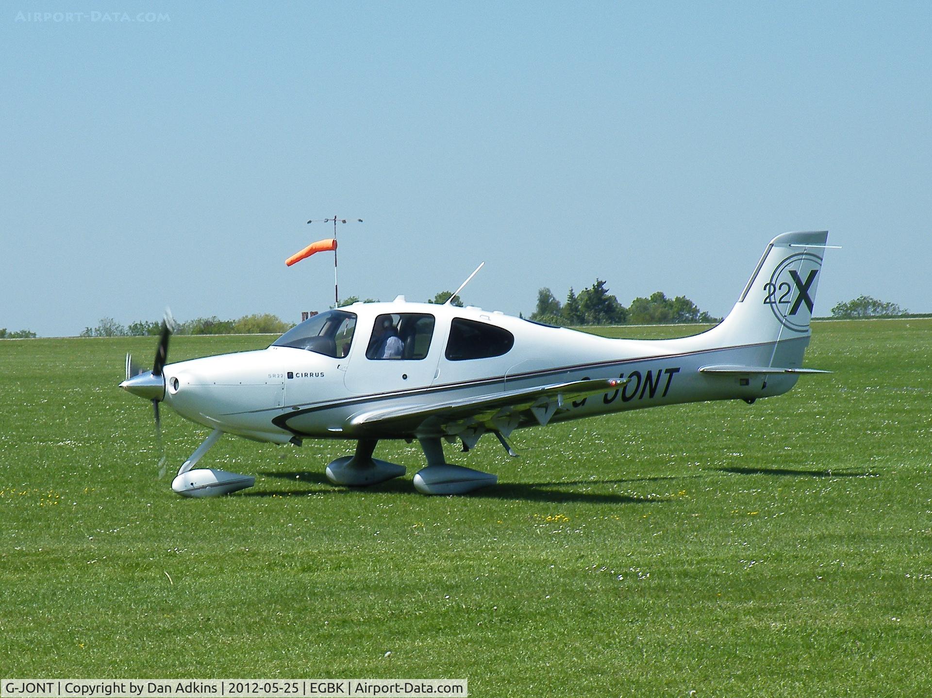 G-JONT, 2010 Cirrus SR22 G3-X C/N 3599, G-JONT at the AeroExpo event at Sywell Aerodrome, Northamptonshire, UK, 25th May 2012.