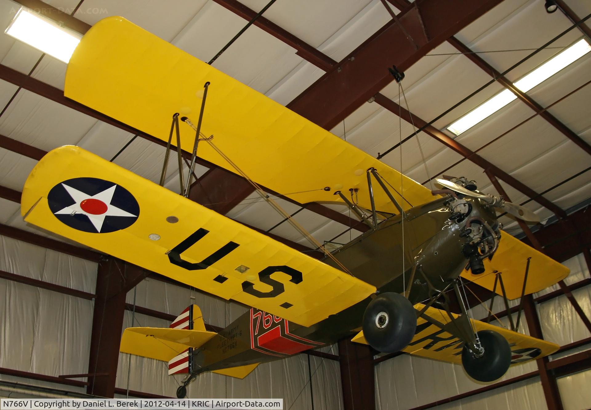 N766V, 1930 Fleet Model 1 C/N 347, This lovely biplane has been restored in U.S. Army colors.