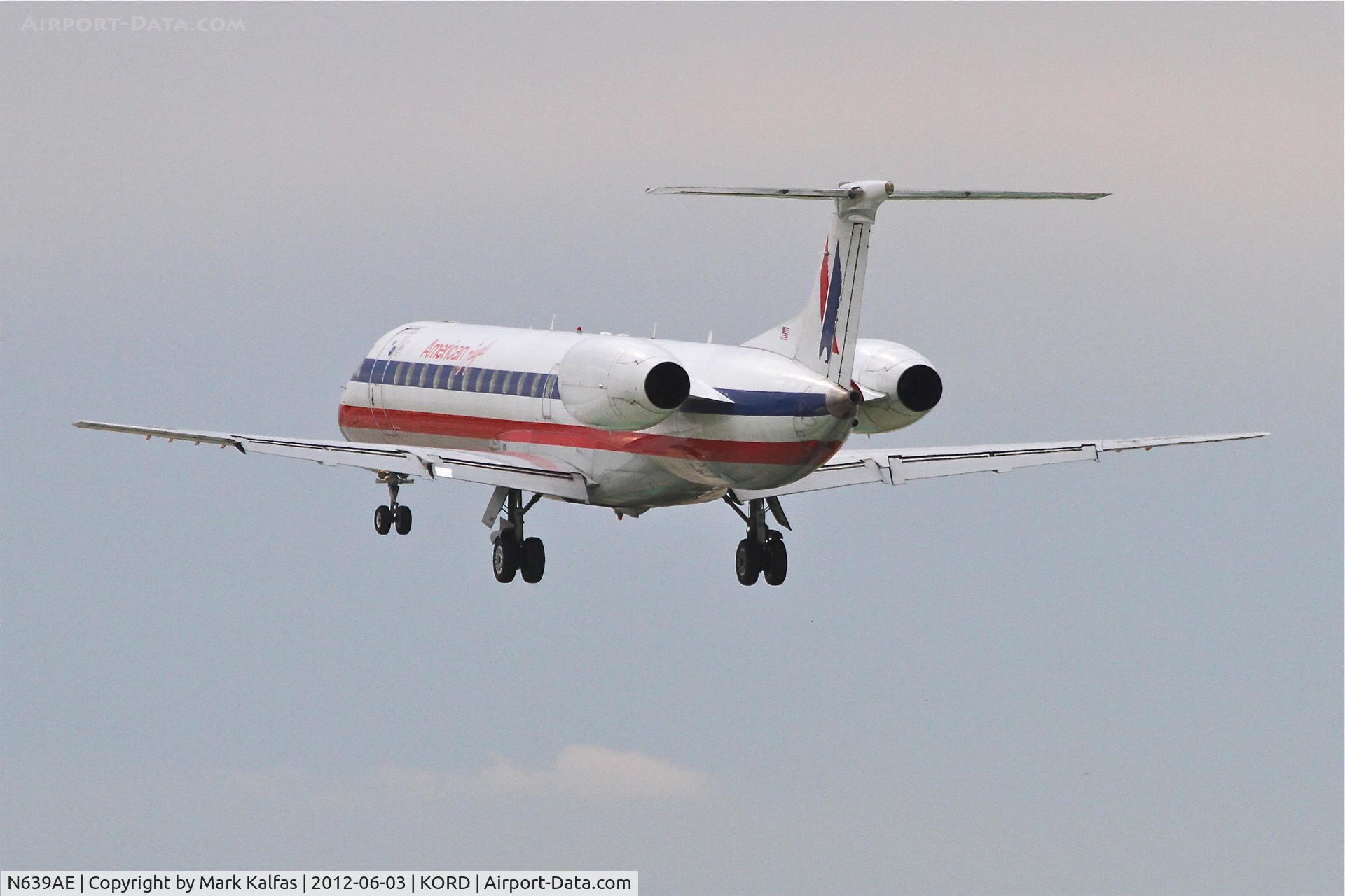 N639AE, 1999 Embraer ERJ-145LR (EMB-145LR) C/N 145182, American Eagle Embraer EMB-145LR, EGF3919 arriving from KLIT, RWY 28 approach KORD.