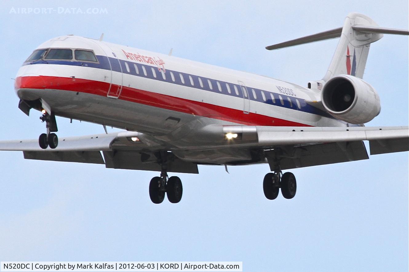 N520DC, 2004 Bombardier CRJ-701 (CL-600-2C10) Regional Jet C/N 10140, American Eagle Bombardier CL-600-2C10, EGF3894 Northwest Arkansas Regional /KXNA, RWY 28 approach KORD.