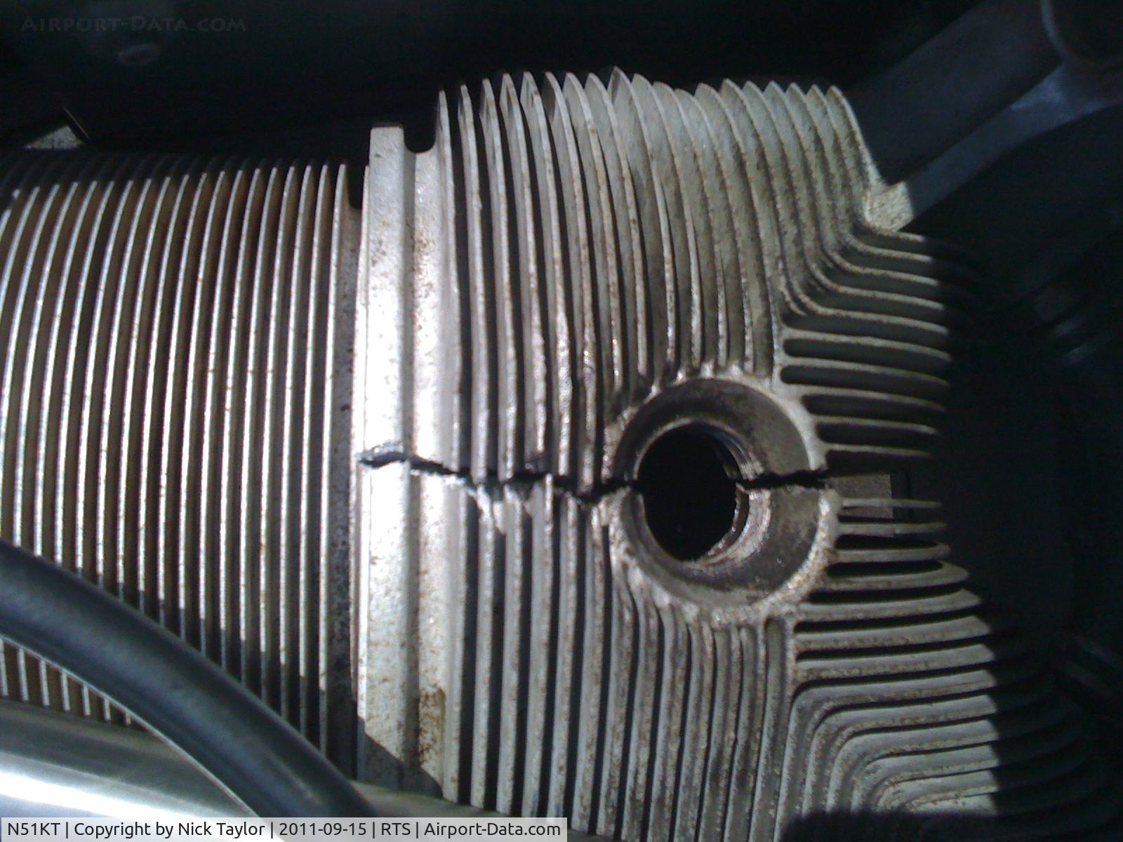 N51KT, 1951 North American T-6G Texan C/N 168-370, Cracked cylinder during quals