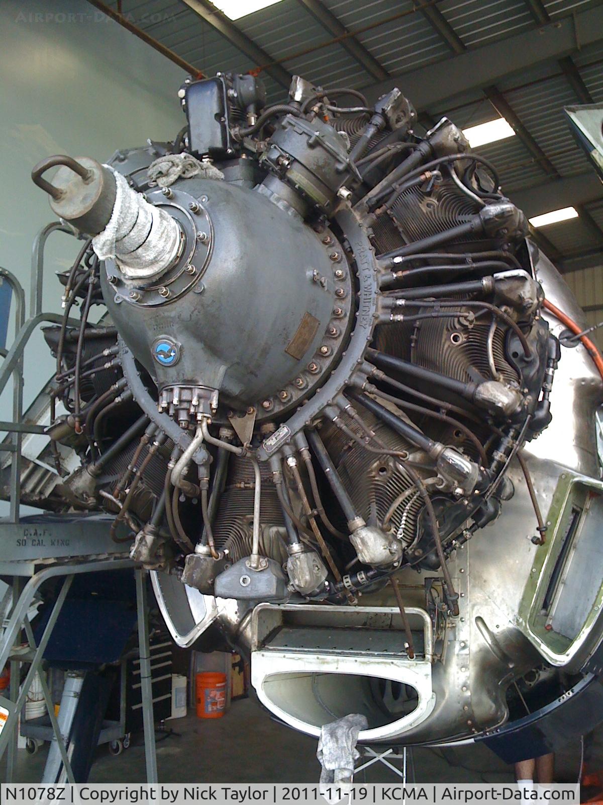 N1078Z, 1963 Grumman F6F-5 Hellcat C/N 27354801-66, Old engine being sent out for overhaul