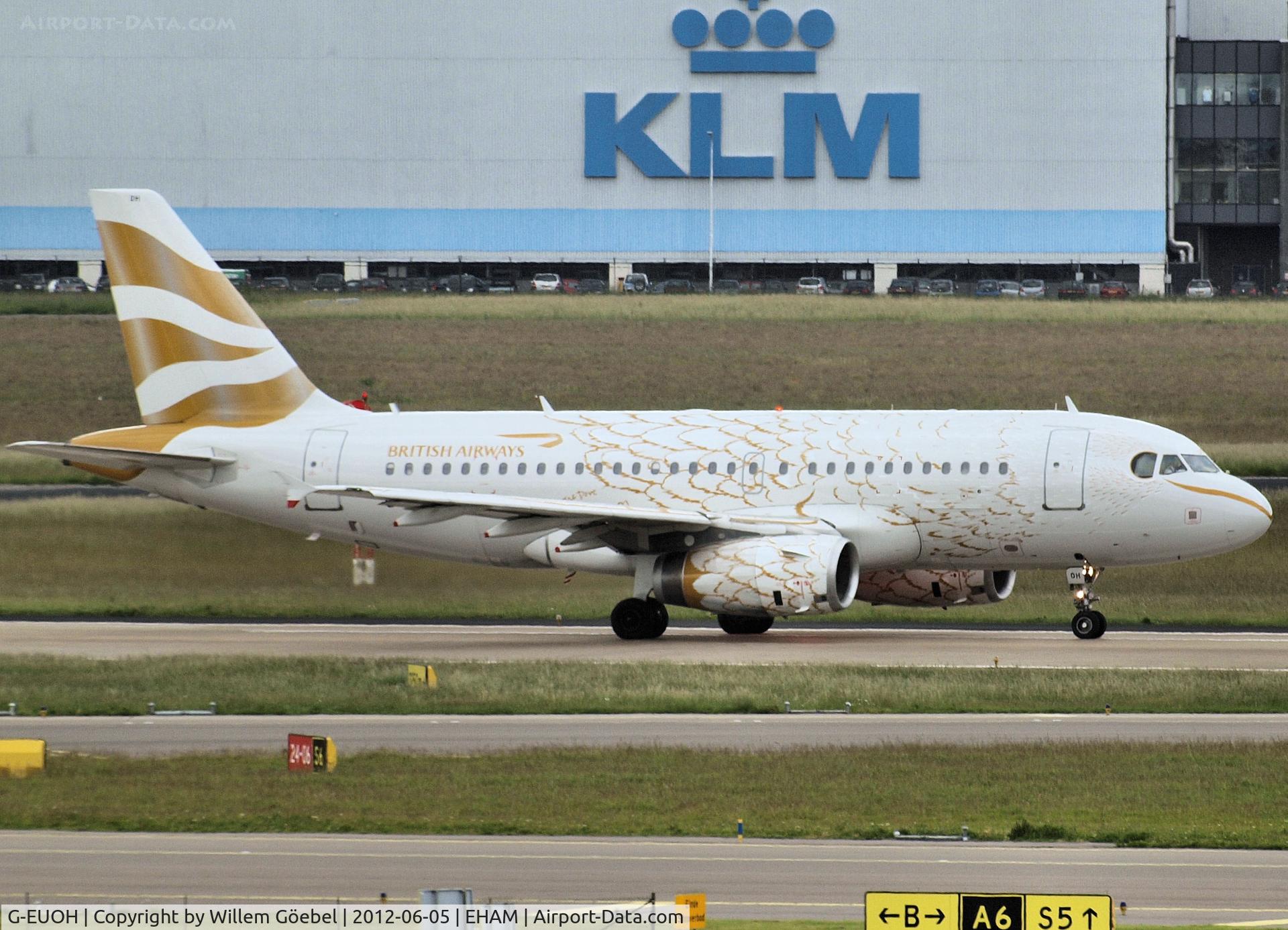 G-EUOH, 2001 Airbus A319-131 C/N 1604, Taxi to the runway of Schiphol Airport in New Colours