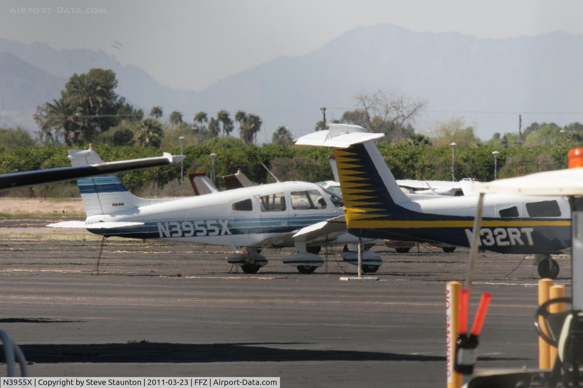 N3955X, 1975 Piper PA-28-180 C/N 28-7505251, Taken at Falcon Field Airport, in March 2011 whilst on an Aeroprint Aviation tour