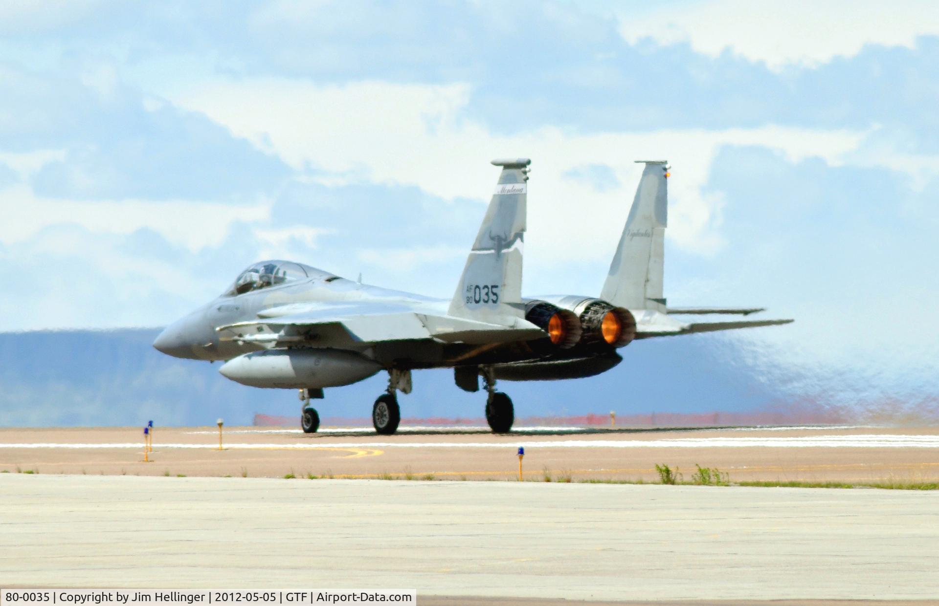 80-0035, 1980 McDonnell Douglas F-15C Eagle C/N 0688/C184, 120th Fighter Wing F-15C afterburner take-off