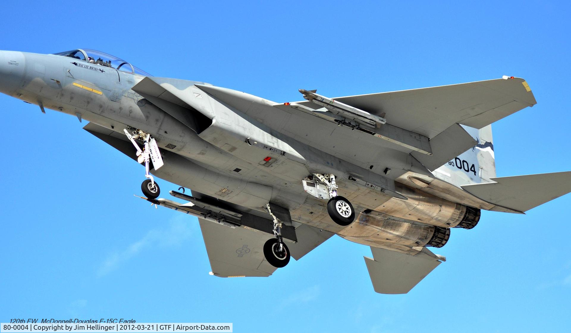 80-0004, 1980 McDonnell Douglas F-15C Eagle C/N 0638/C153, 120th Fighter Wing F-15C Eagle landing