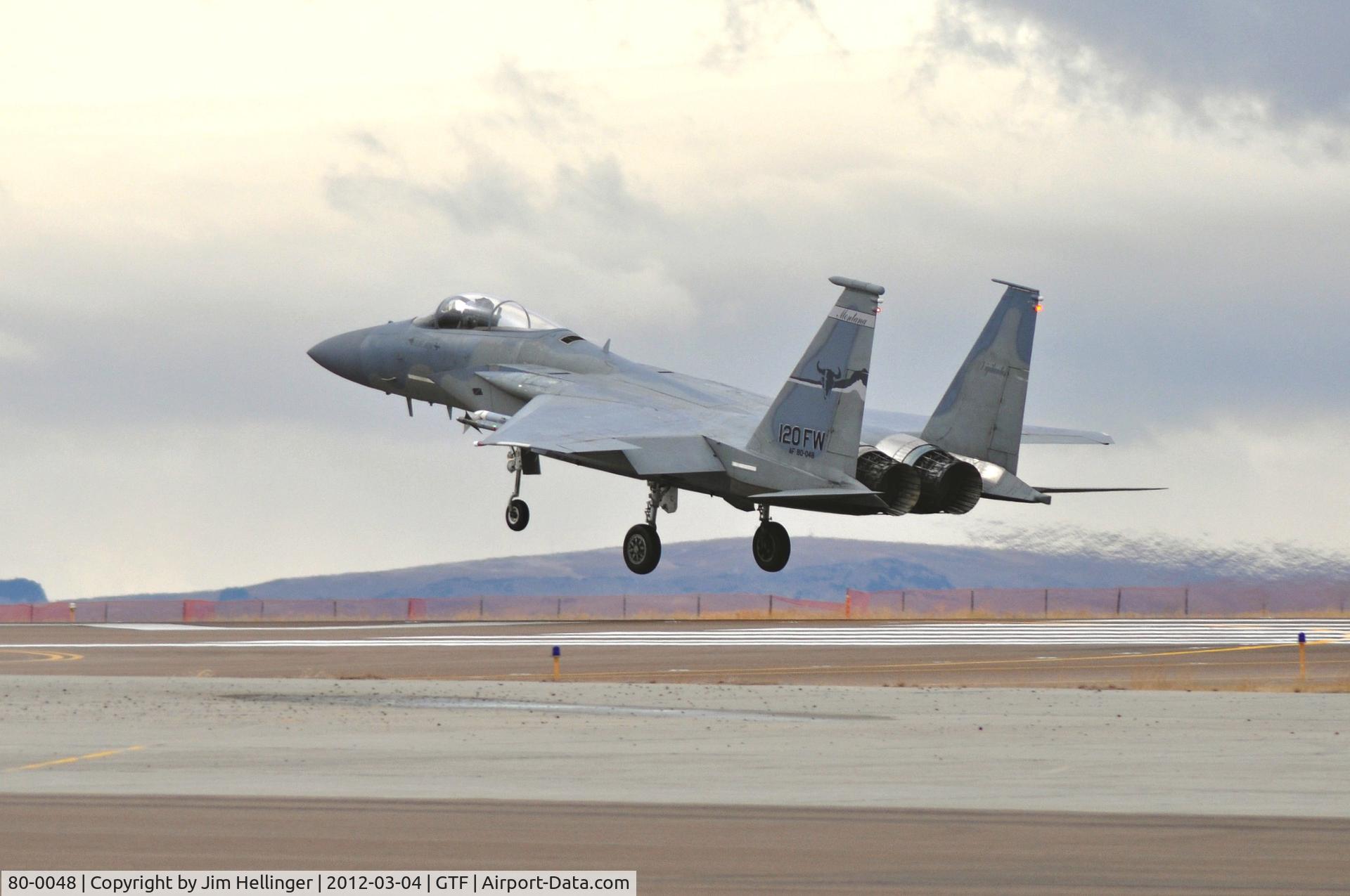 80-0048, 1980 McDonnell Douglas F-15C Eagle C/N 0721/C197, 120th Fighter Wing F-15C Eagle landing