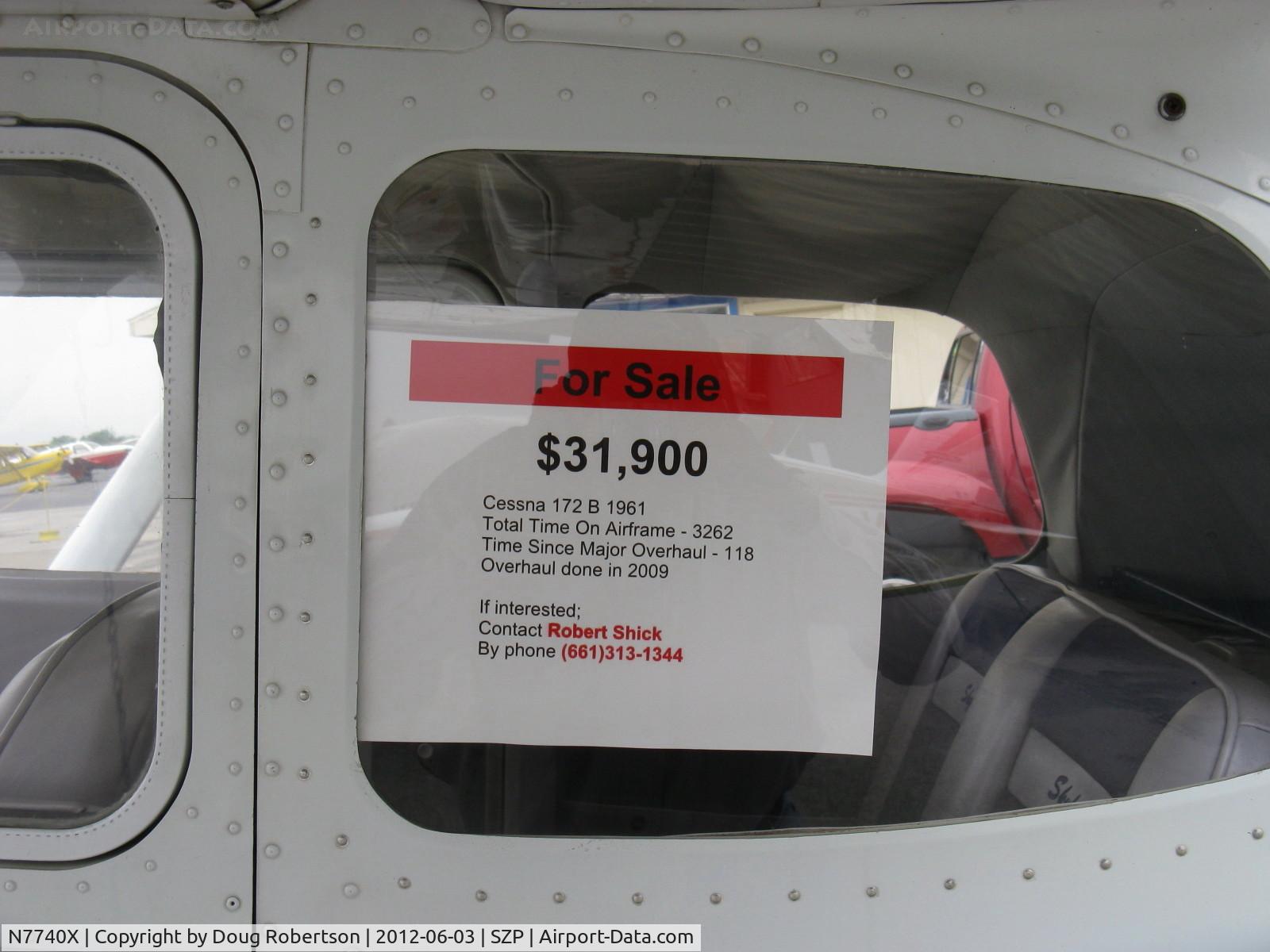 N7740X, 1960 Cessna 172B C/N 17248240, 1960 Cessna 172B SKYHAWK, Continental O-300 145 Hp 6 cylinder. Aircraft is For Sale.
