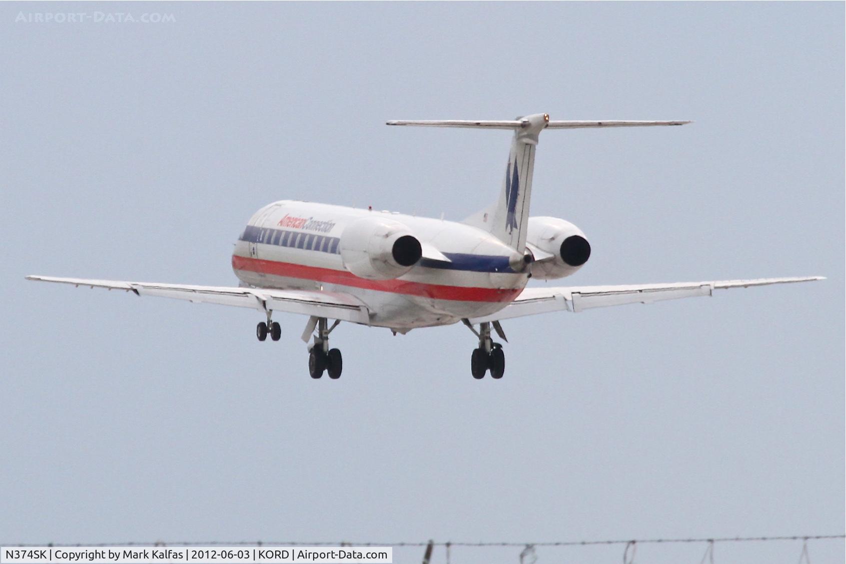 N374SK, 2001 Embraer ERJ-140LR (EMB-135KL) C/N 145544, Chautauqua Airlines / American Connection, CHQ5010 arriving from Moline - Quad City International /KMLI, RWY 28 approach KORD.