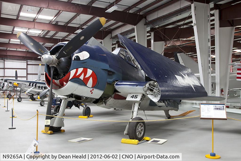 N9265A, Grumman F6F-5 Hellcat C/N A-9790, Delivered to US Navy on March 2, 1945 as 78645. Now on display at Yanks Air Museum in Chino, CA as N9265A.