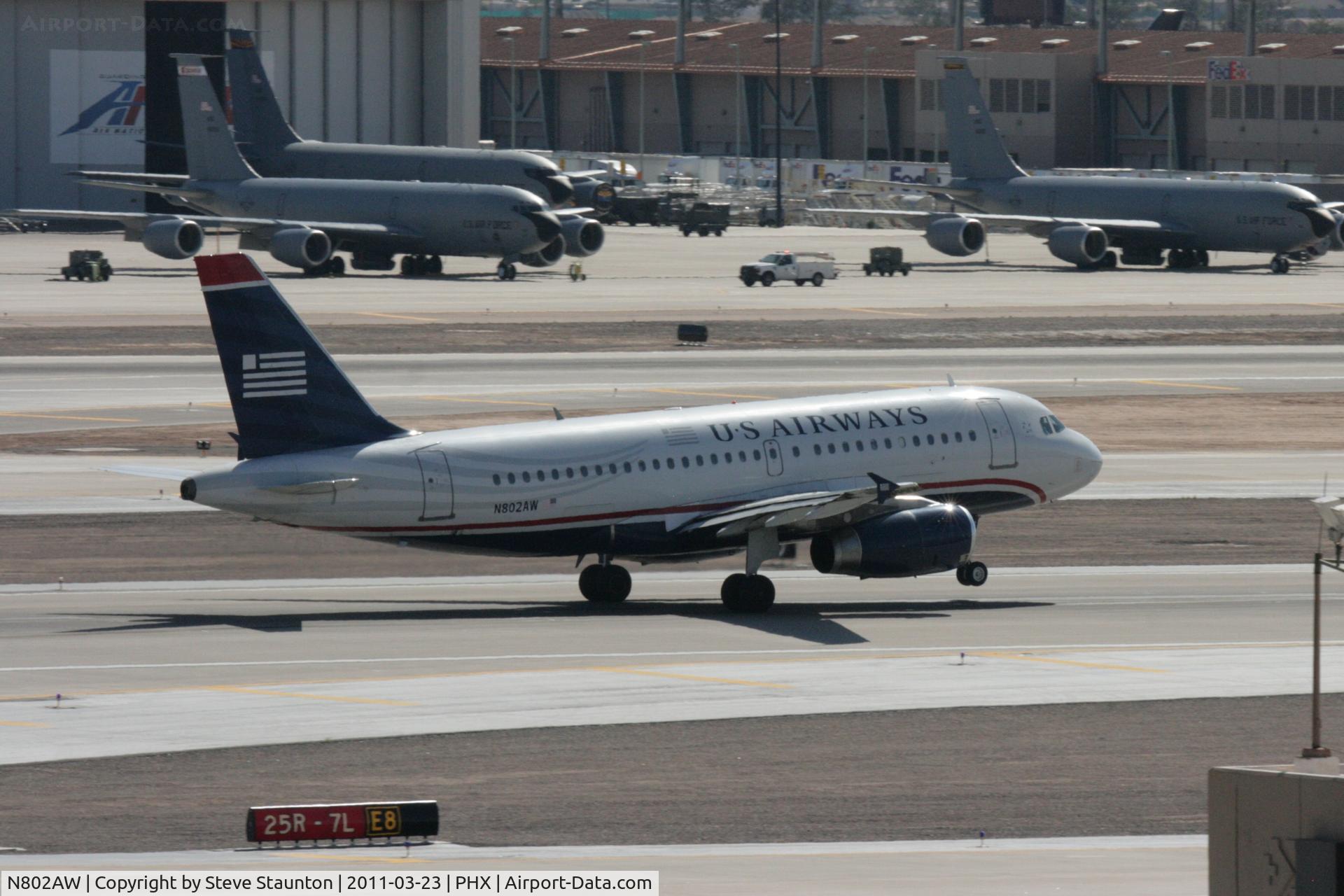 N802AW, 1998 Airbus A319-132 C/N 0924, Taken at Phoenix Sky Harbor Airport, in March 2011 whilst on an Aeroprint Aviation tour
