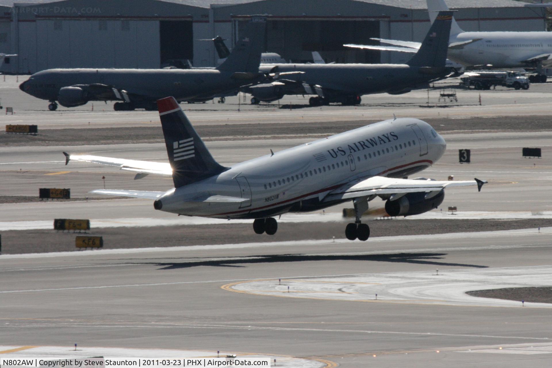 N802AW, 1998 Airbus A319-132 C/N 0924, Taken at Phoenix Sky Harbor Airport, in March 2011 whilst on an Aeroprint Aviation tour