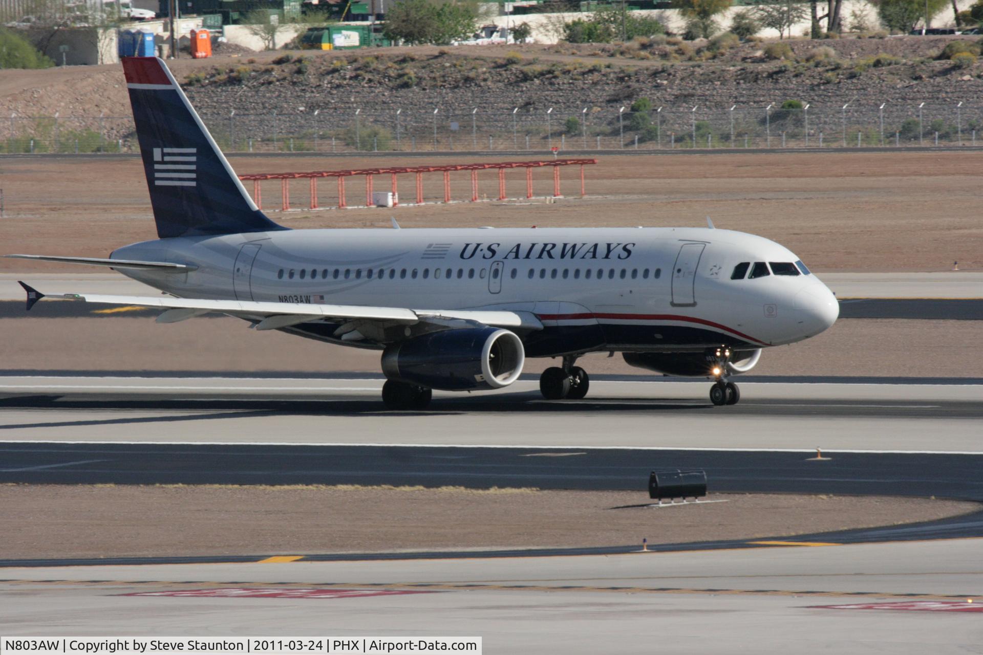 N803AW, 1998 Airbus A319-132 C/N 0931, Taken at Phoenix Sky Harbor Airport, in March 2011 whilst on an Aeroprint Aviation tour