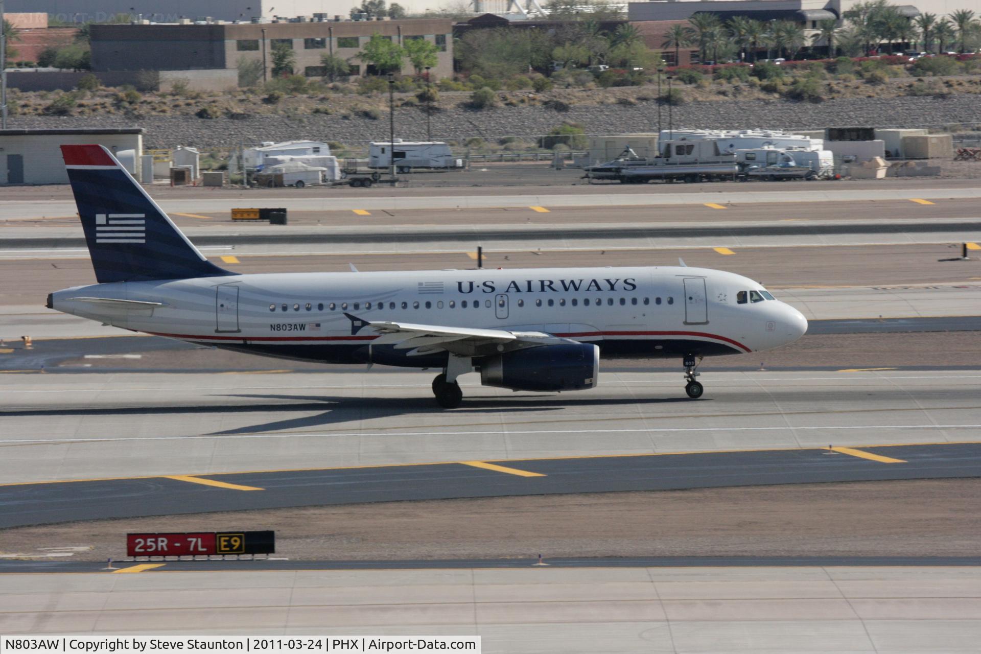 N803AW, 1998 Airbus A319-132 C/N 0931, Taken at Phoenix Sky Harbor Airport, in March 2011 whilst on an Aeroprint Aviation tour