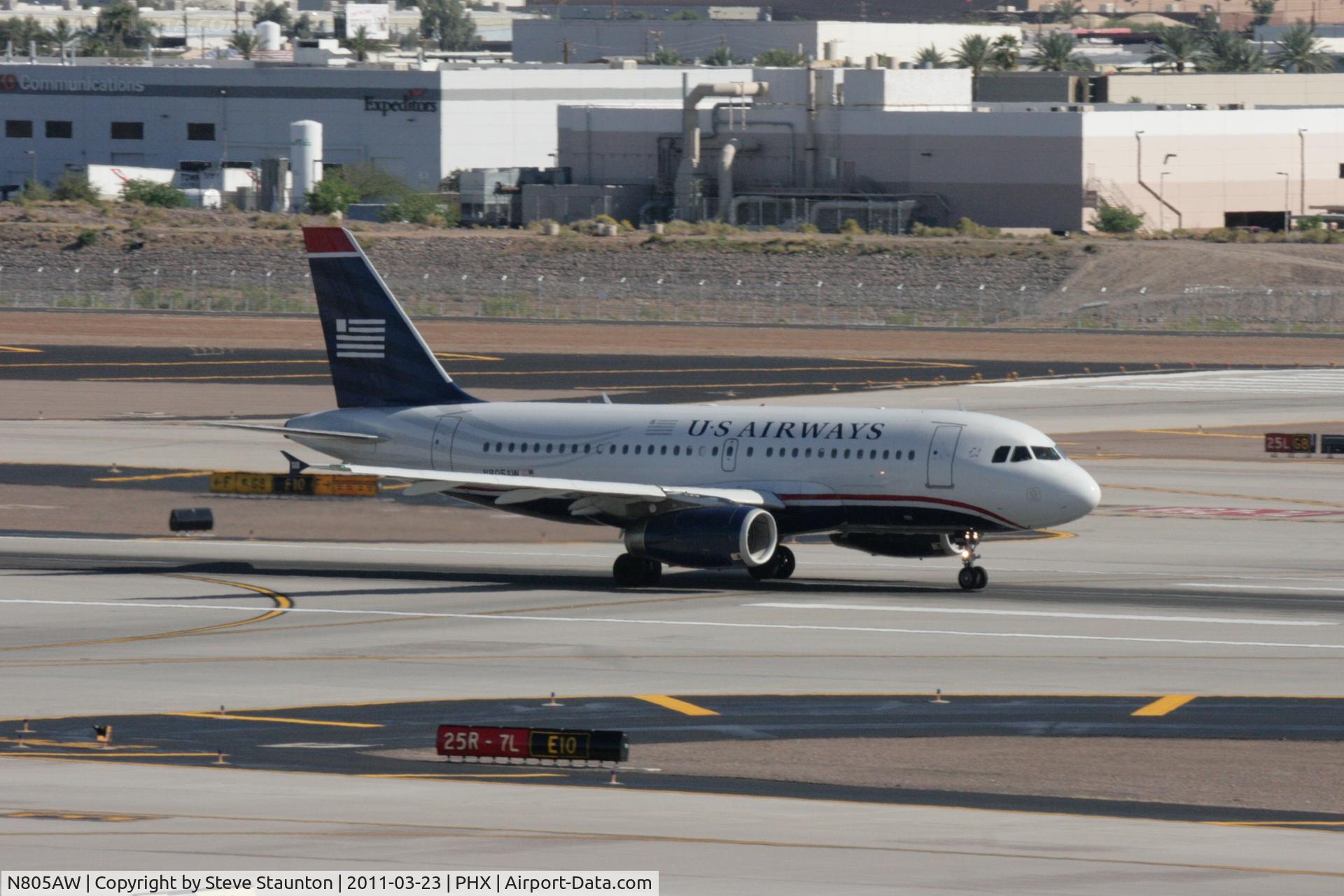 N805AW, 1999 Airbus A319-132 C/N 1049, Taken at Phoenix Sky Harbor Airport, in March 2011 whilst on an Aeroprint Aviation tour