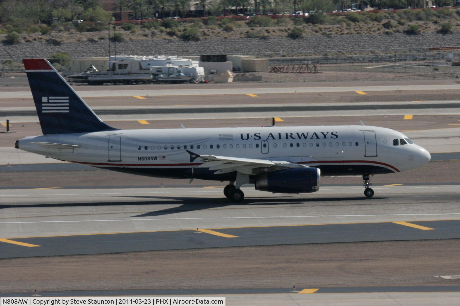 N808AW, 1999 Airbus A319-132 C/N 1088, Taken at Phoenix Sky Harbor Airport, in March 2011 whilst on an Aeroprint Aviation tour