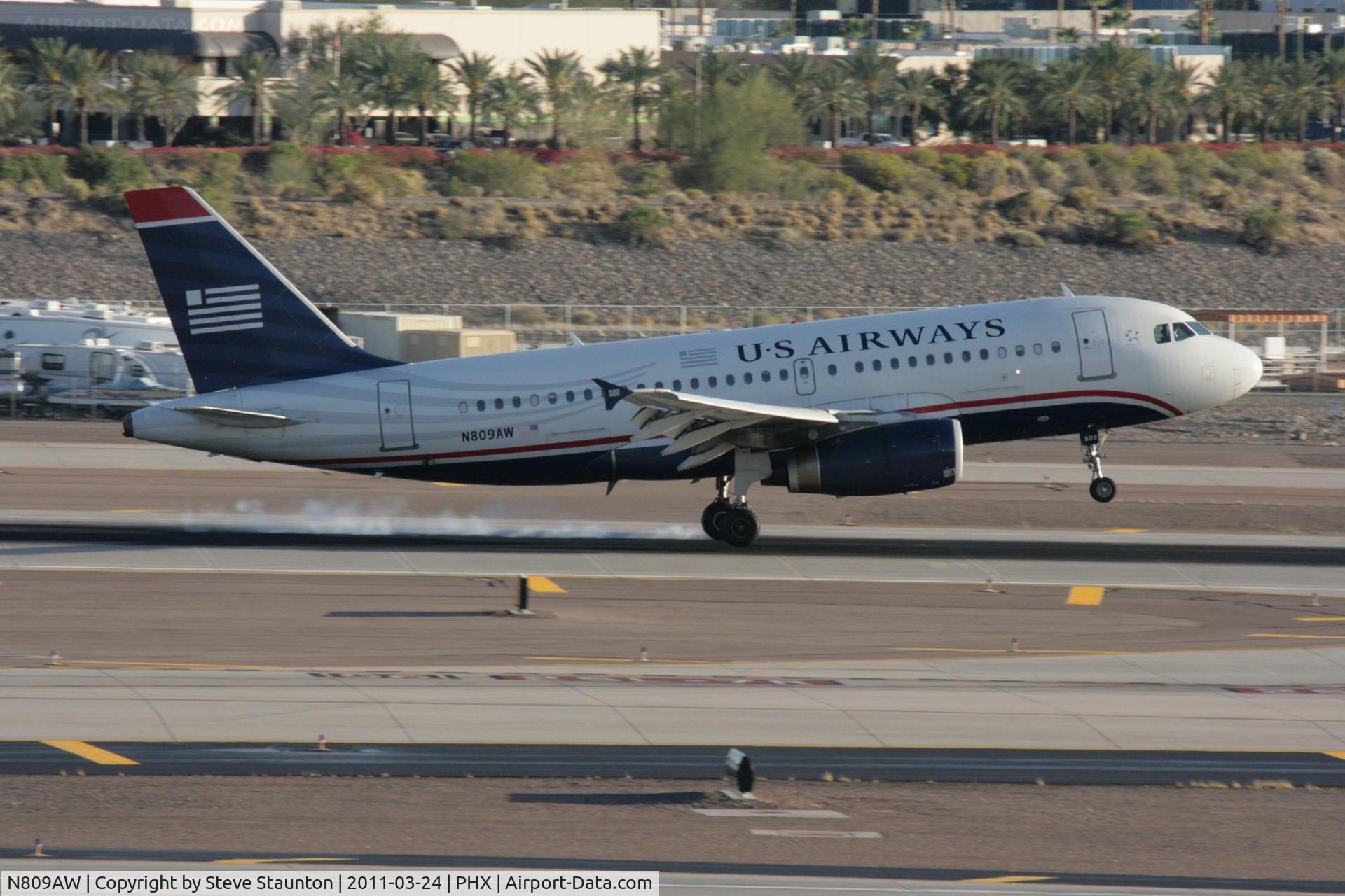 N809AW, 1999 Airbus A319-132 C/N 1111, Taken at Phoenix Sky Harbor Airport, in March 2011 whilst on an Aeroprint Aviation tour