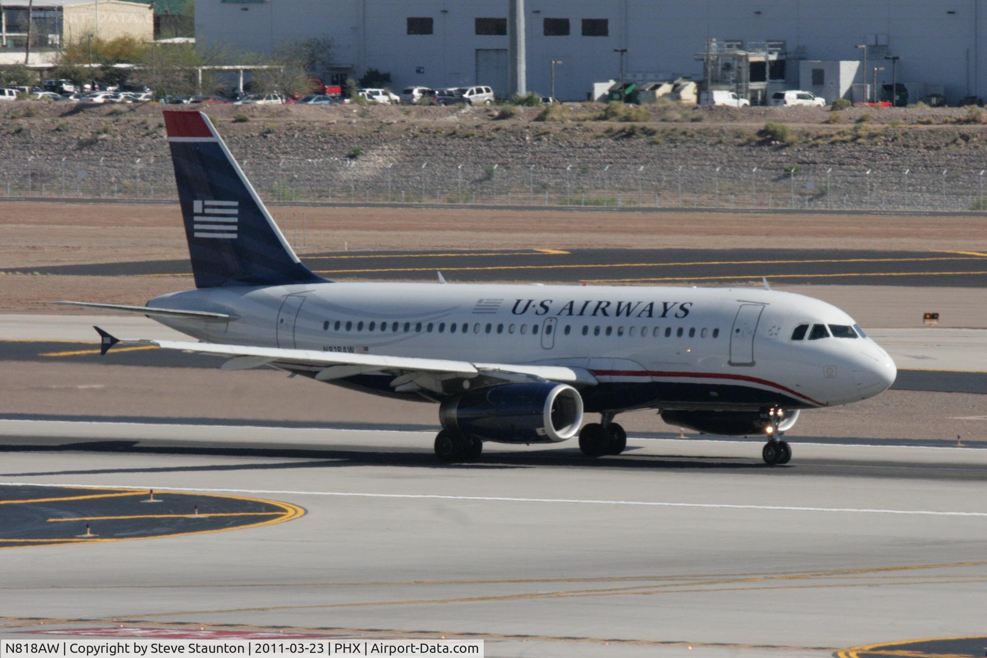 N818AW, 2000 Airbus A319-132 C/N 1375, Taken at Phoenix Sky Harbor Airport, in March 2011 whilst on an Aeroprint Aviation tour