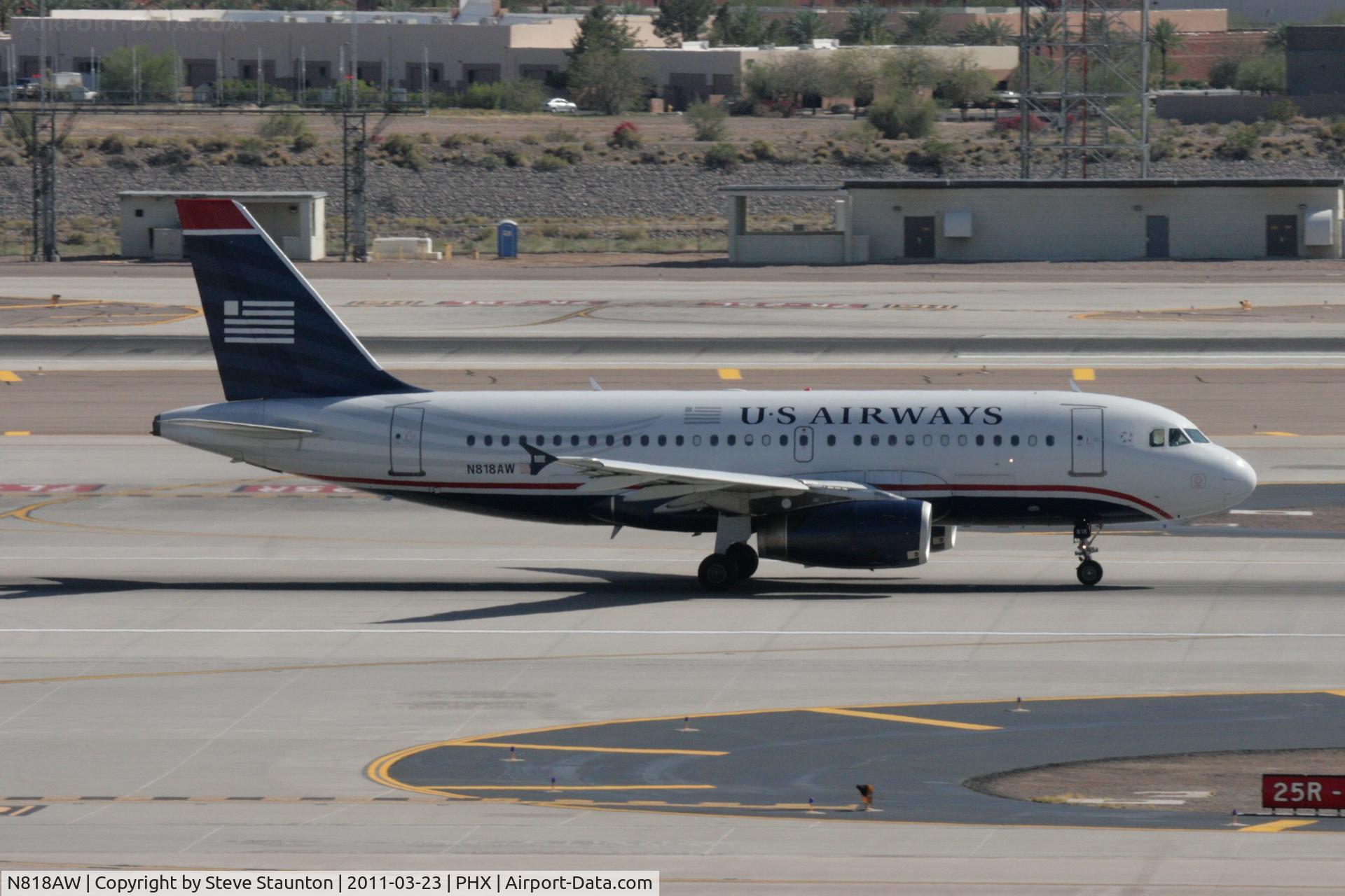 N818AW, 2000 Airbus A319-132 C/N 1375, Taken at Phoenix Sky Harbor Airport, in March 2011 whilst on an Aeroprint Aviation tour