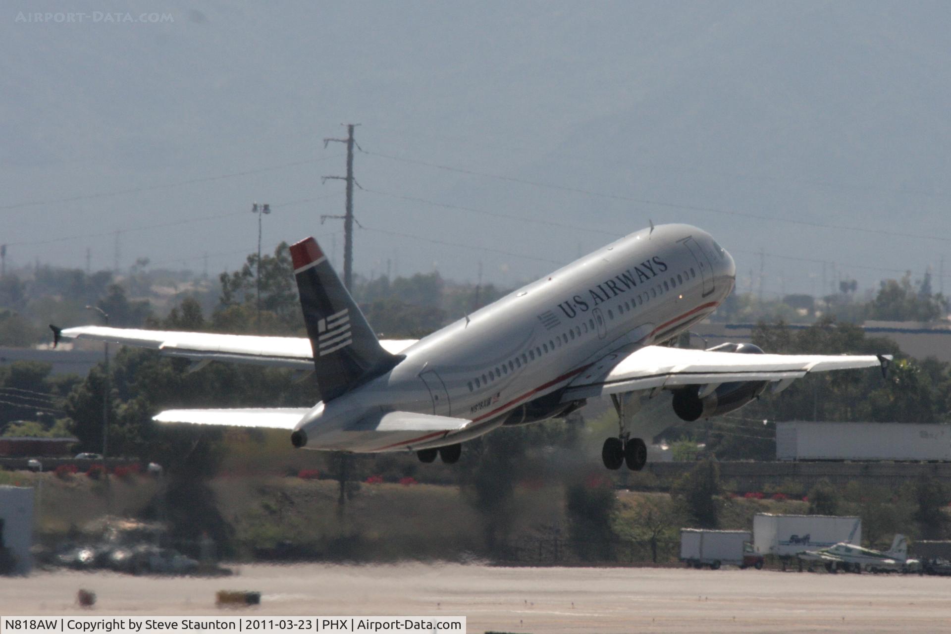 N818AW, 2000 Airbus A319-132 C/N 1375, Taken at Phoenix Sky Harbor Airport, in March 2011 whilst on an Aeroprint Aviation tour