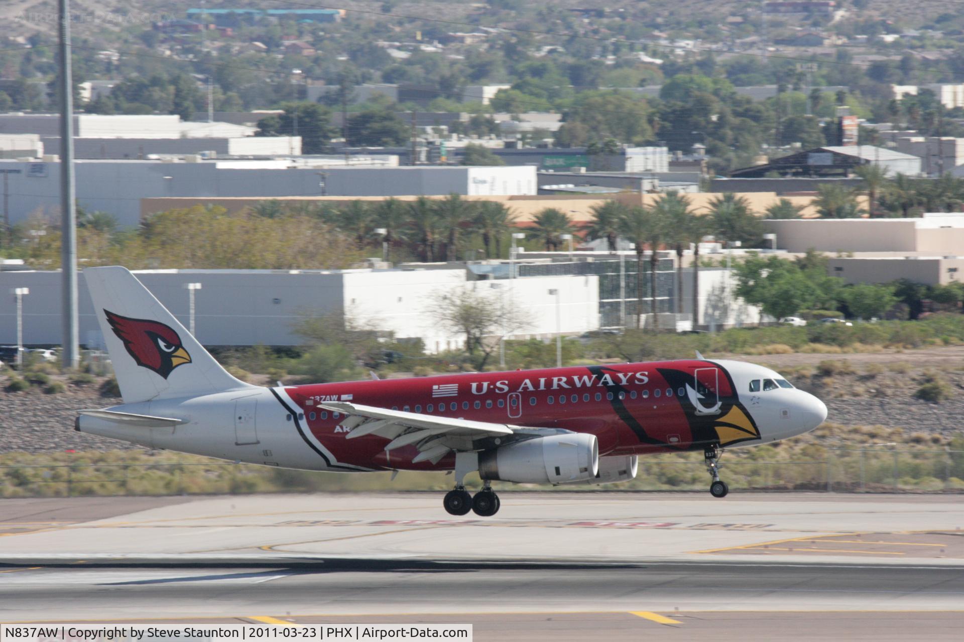 N837AW, 2005 Airbus A319-132 C/N 2595, Taken at Phoenix Sky Harbor Airport, in March 2011 whilst on an Aeroprint Aviation tour