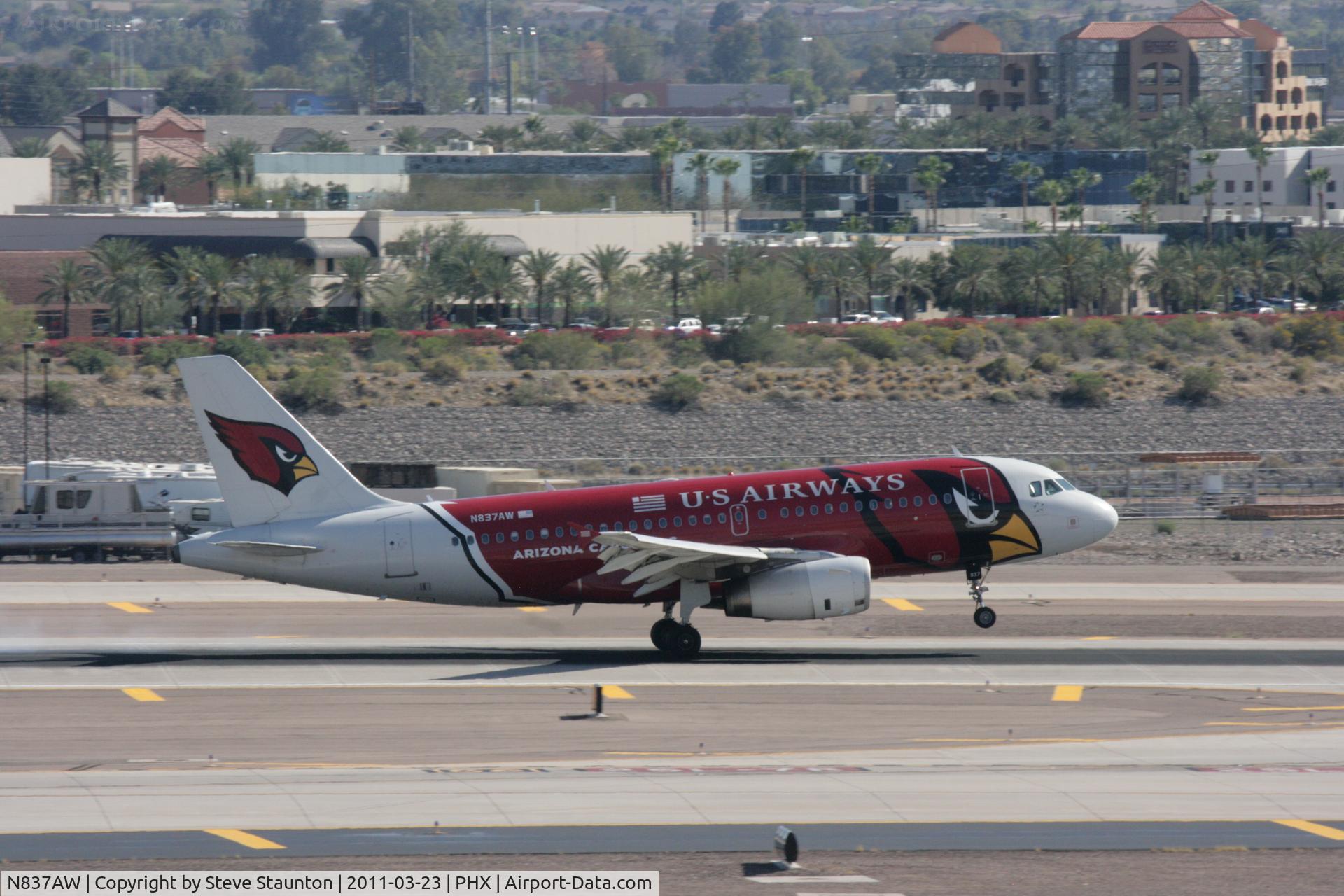 N837AW, 2005 Airbus A319-132 C/N 2595, Taken at Phoenix Sky Harbor Airport, in March 2011 whilst on an Aeroprint Aviation tour