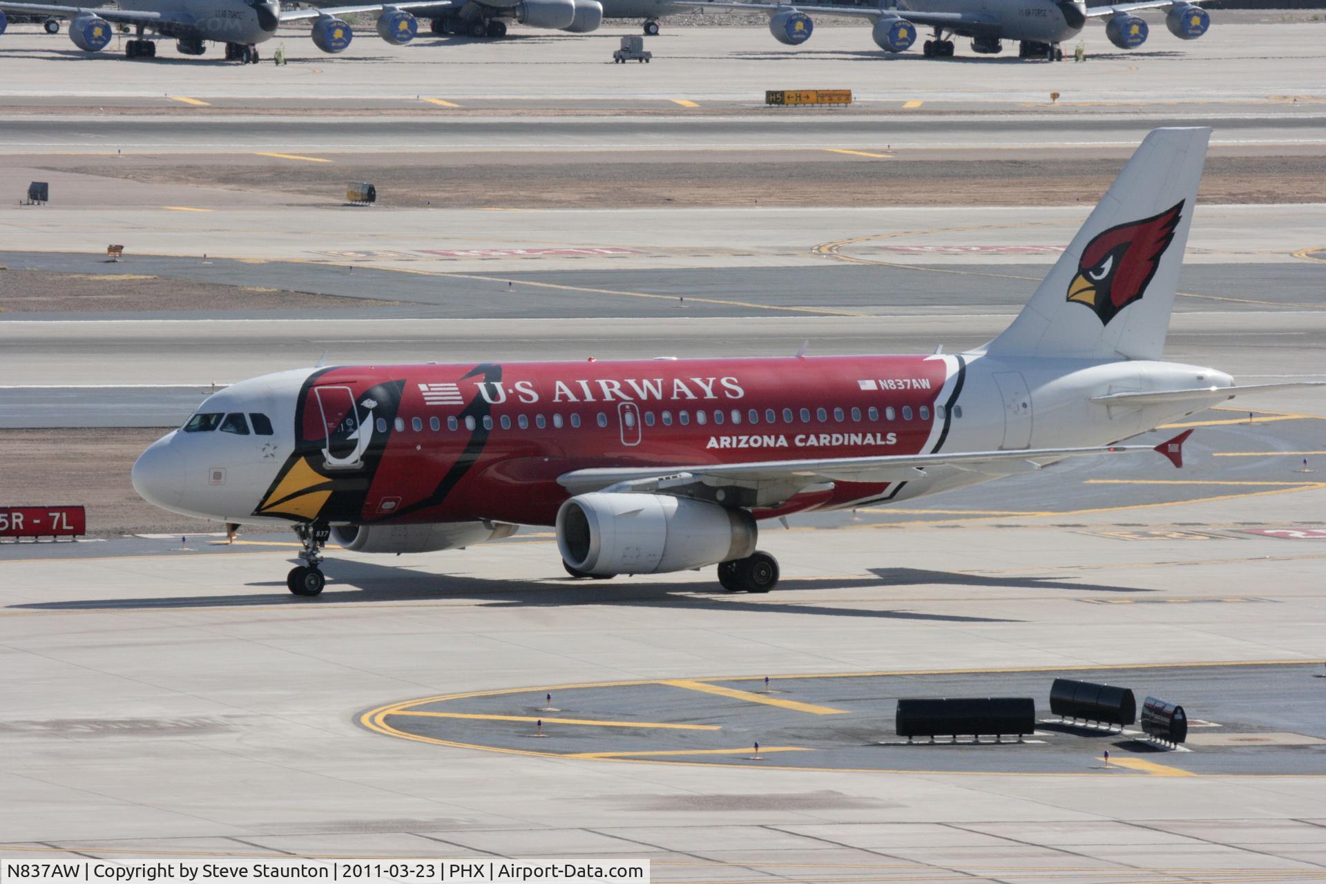 N837AW, 2005 Airbus A319-132 C/N 2595, Taken at Phoenix Sky Harbor Airport, in March 2011 whilst on an Aeroprint Aviation tour