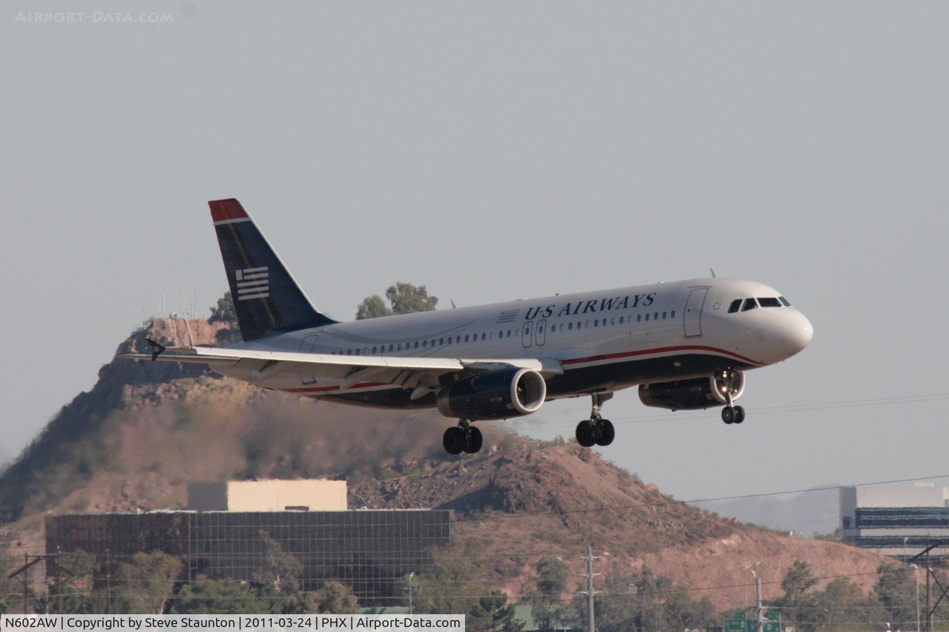 N602AW, 1995 Airbus A320-232 C/N 565, Taken at Phoenix Sky Harbor Airport, in March 2011 whilst on an Aeroprint Aviation tour