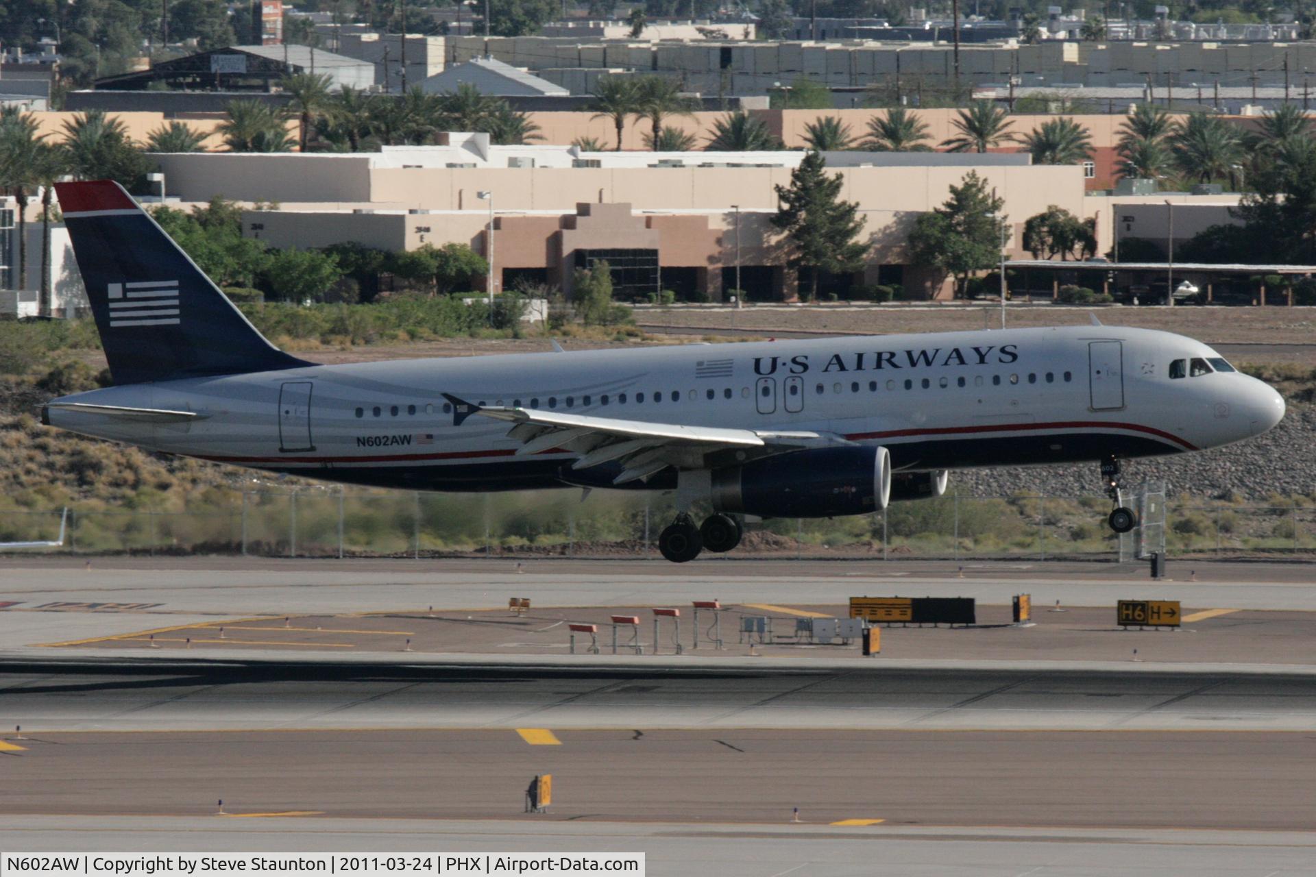 N602AW, 1995 Airbus A320-232 C/N 565, Taken at Phoenix Sky Harbor Airport, in March 2011 whilst on an Aeroprint Aviation tour
