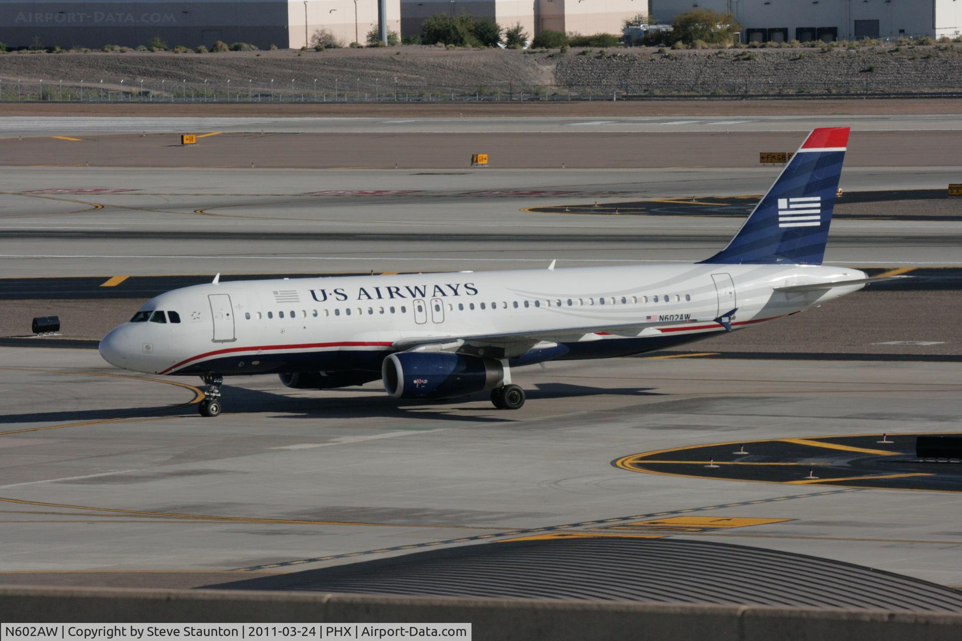 N602AW, 1995 Airbus A320-232 C/N 565, Taken at Phoenix Sky Harbor Airport, in March 2011 whilst on an Aeroprint Aviation tour