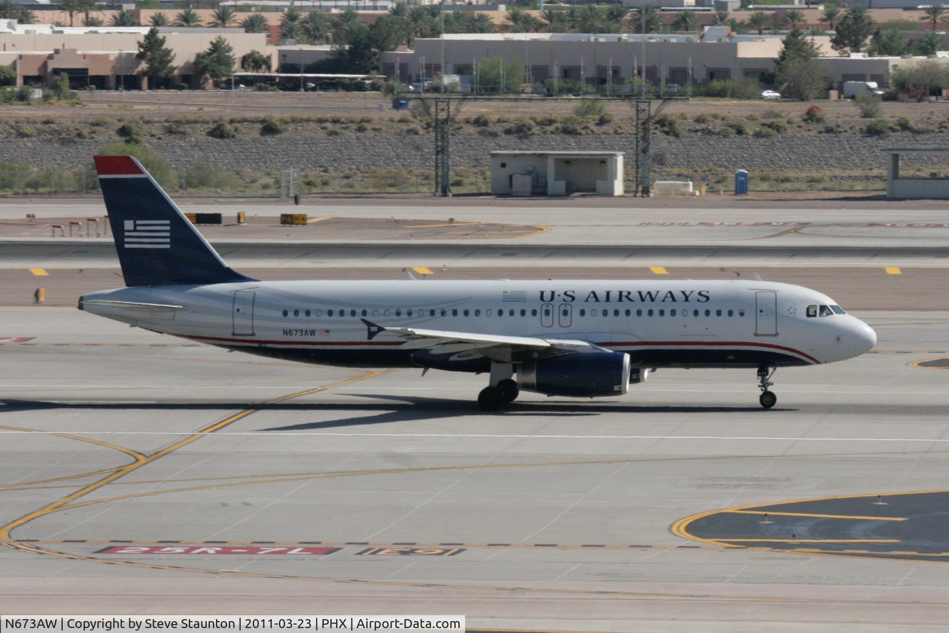 N673AW, 2004 Airbus A320-232 C/N 2312, Taken at Phoenix Sky Harbor Airport, in March 2011 whilst on an Aeroprint Aviation tour