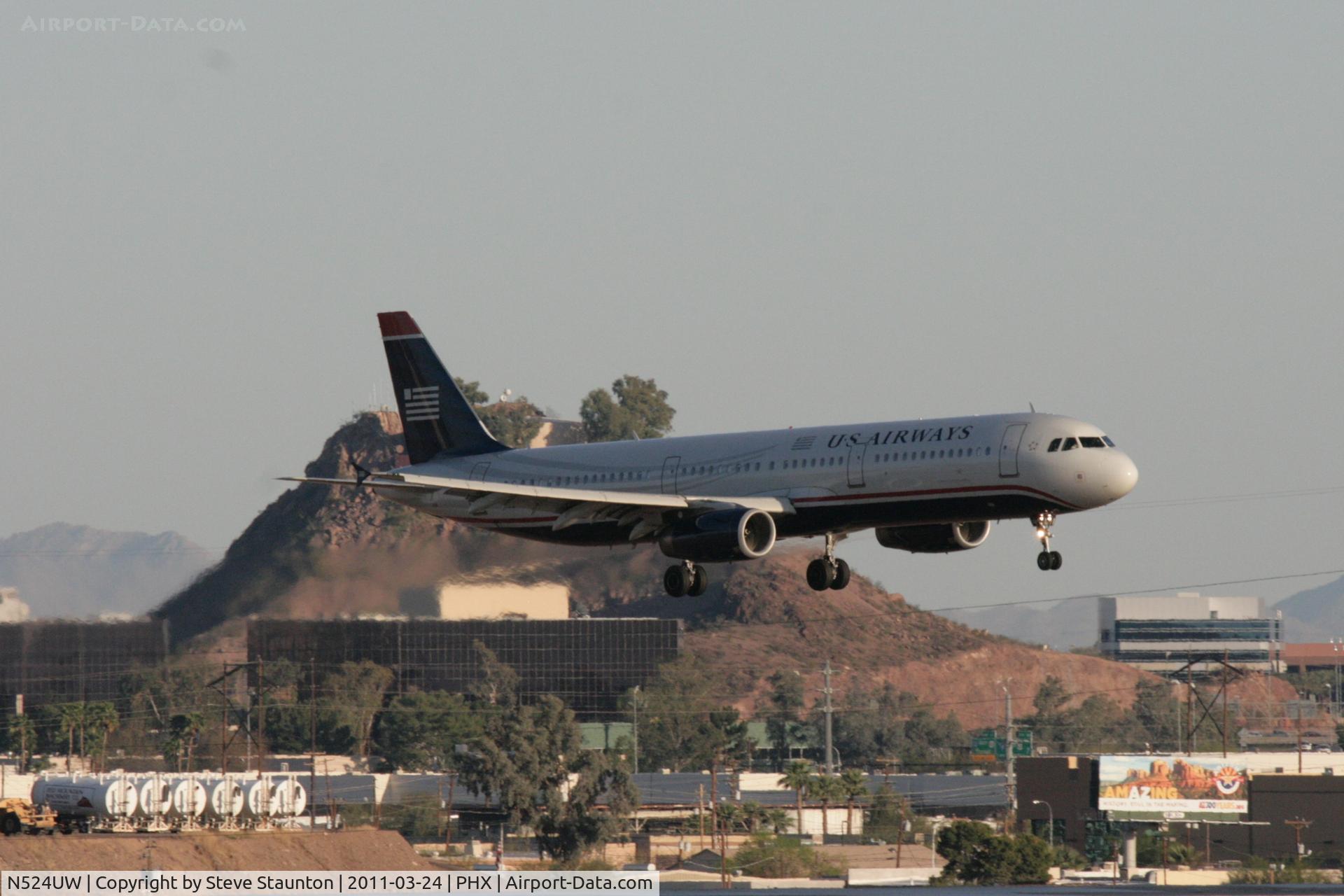 N524UW, 2009 Airbus A321-231 C/N 3977, Taken at Phoenix Sky Harbor Airport, in March 2011 whilst on an Aeroprint Aviation tour